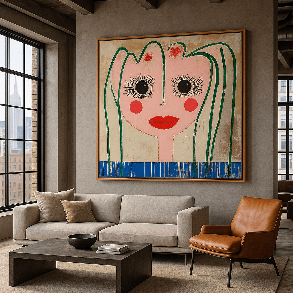 Canvas Print : "Blush of Whimsy" - Whimsical Abstract Portrait Wall Art - Chiara Rossetti