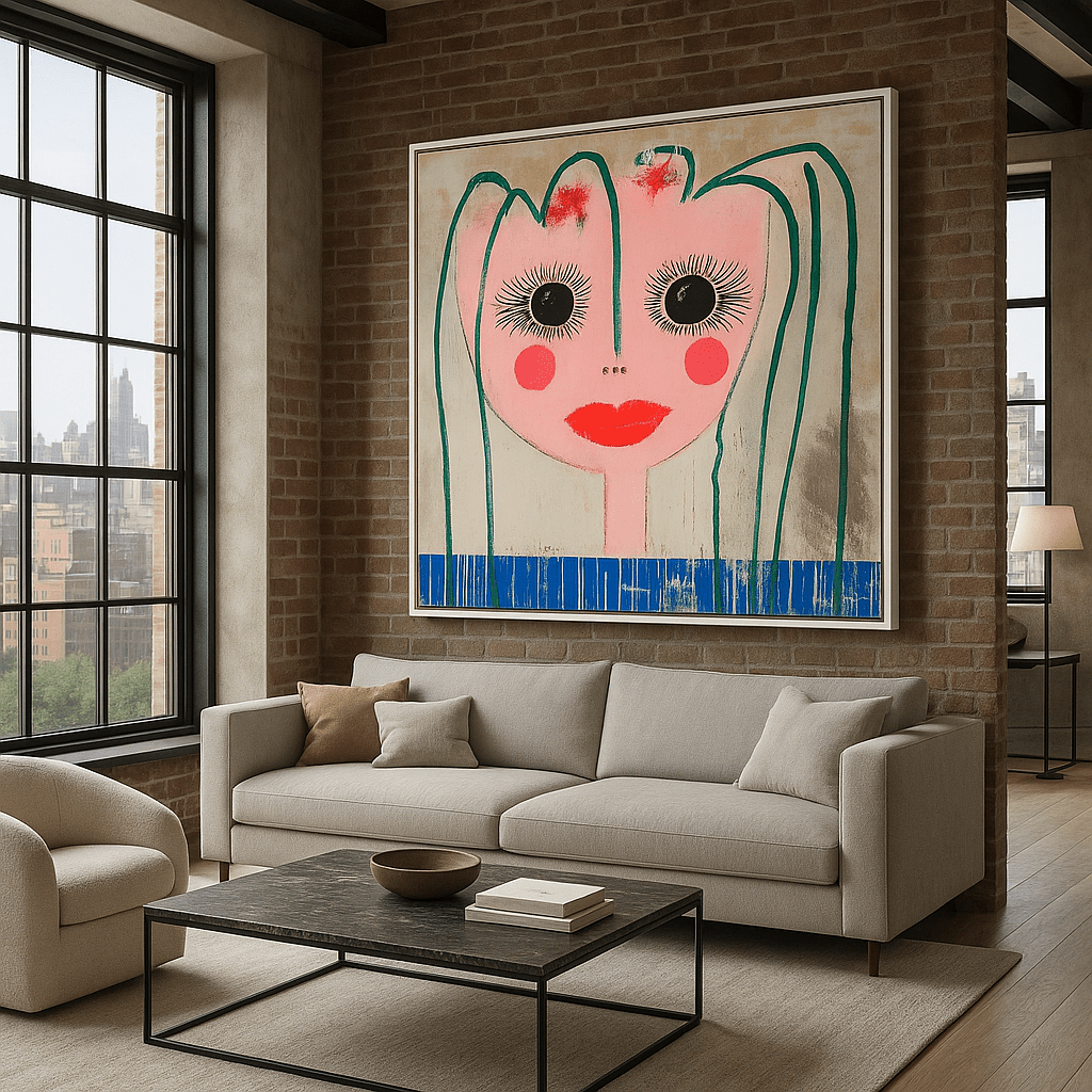 Canvas Print : "Blush of Whimsy" - Whimsical Abstract Portrait Wall Art - Chiara Rossetti