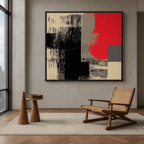 Canvas Print: Bold Contrast Harmony – Abstract Red & Black Canvas Print for Modern Interiors