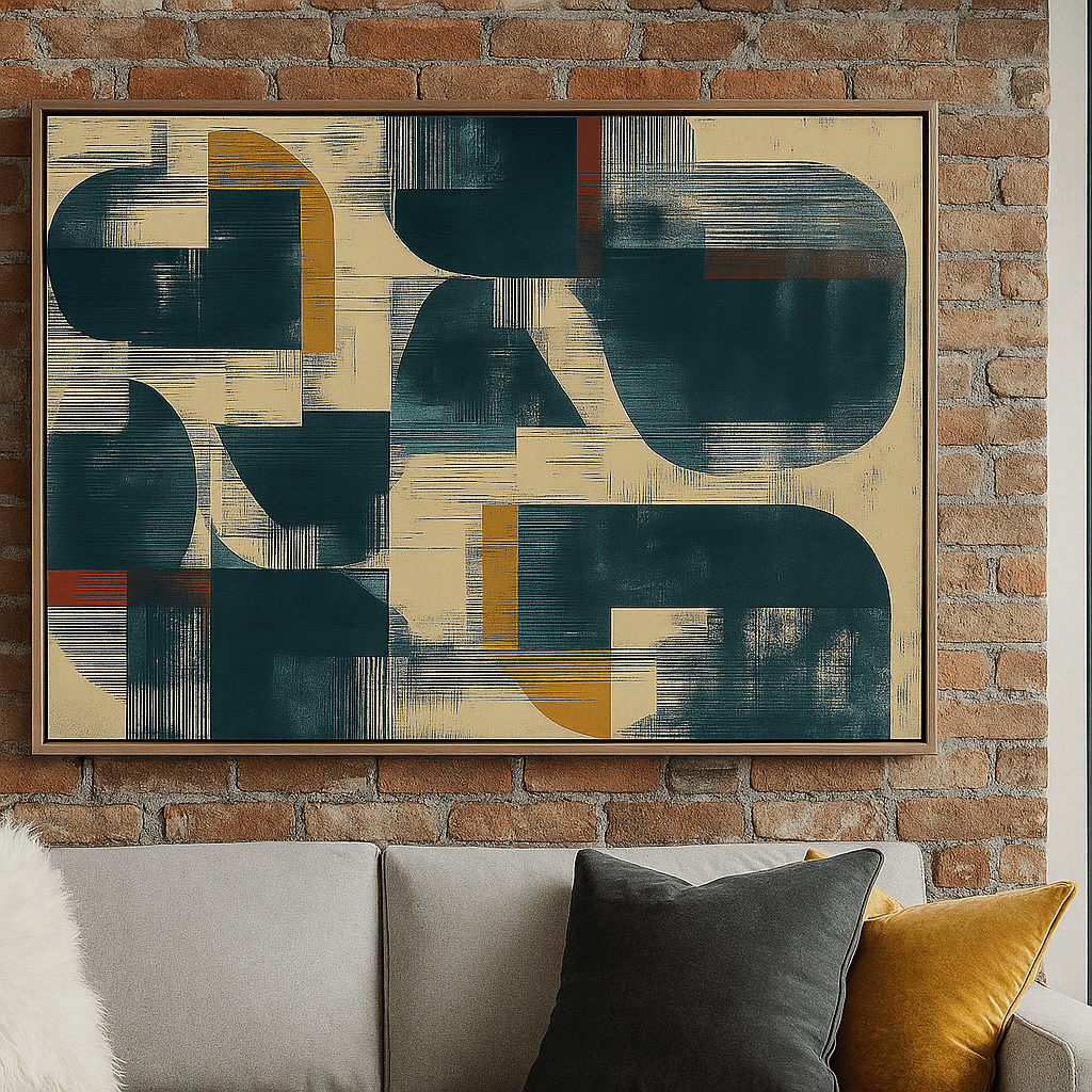 Canvas Print : Bold Geometric Harmony – Mid - Century Modern Abstract Canvas Wall Art - Chiara Rossetti