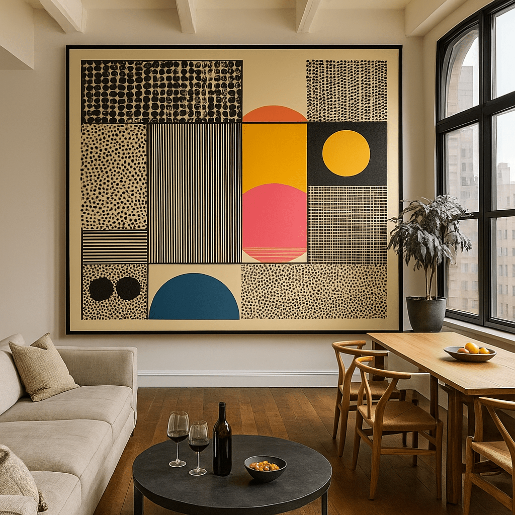 Canvas Print: Bold Shapes Harmony – Geometric Canvas Art for Modern Spaces modern abstract canvas wall art by Rossetti Art – luxury interior design artwork for living room, bedroom, office – abstract wall art bold geometric art contemporary wall design