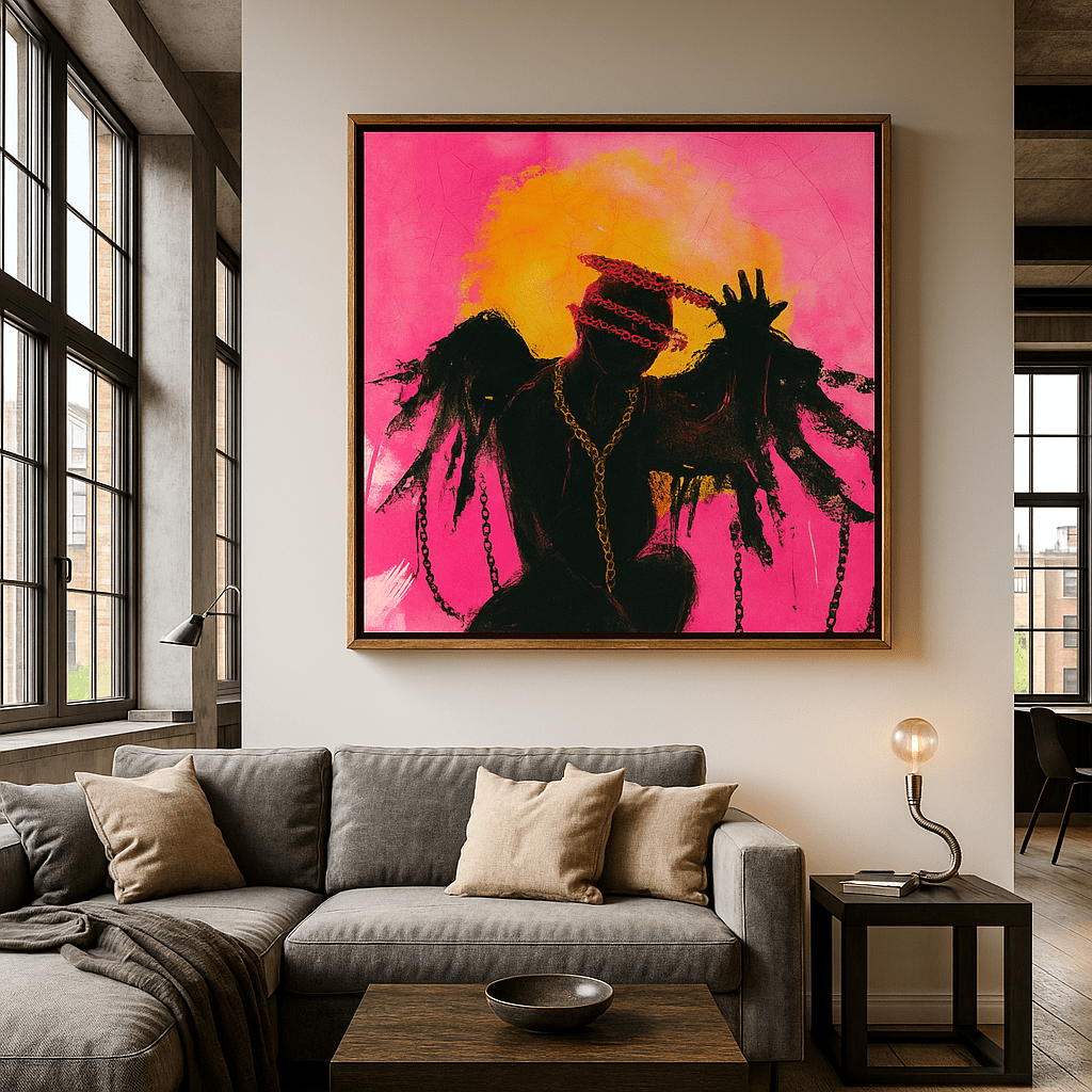 Canvas Print: Bound Radiance – Abstract Angel Canvas Print | Modern Surreal Art for Luxury Home Decor modern abstract canvas wall art by Rossetti Art – luxury interior design artwork for living room, bedroom, office – canvas print art Chiara Rossetti figurative