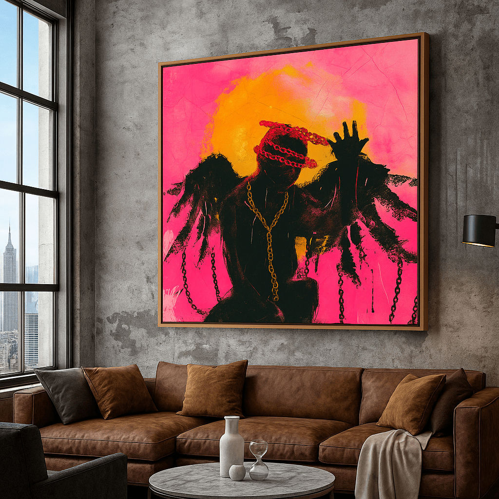 Canvas Print: Bound Radiance – Abstract Angel Canvas Print | Modern Surreal Art for Luxury Home Decor modern abstract canvas wall art by Rossetti Art – luxury interior design artwork for living room, bedroom, office – canvas print art Chiara Rossetti figurative