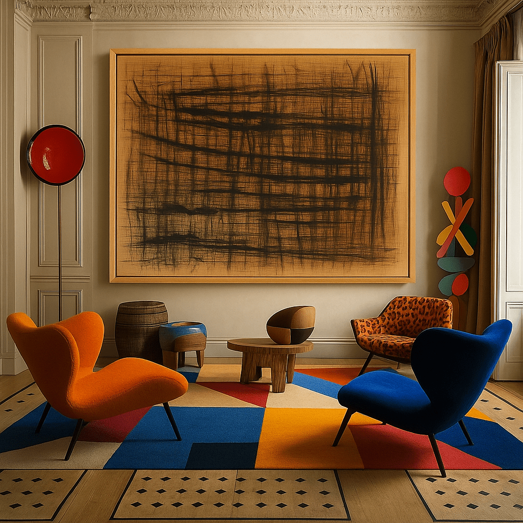 Canvas Print: Burnt Lines – Raw Minimalist Grid Art modern abstract canvas wall art by Rossetti Art – luxury interior design artwork for living room, bedroom, office – Contemporary Art for Sale contemporary art piece Contemporary art print