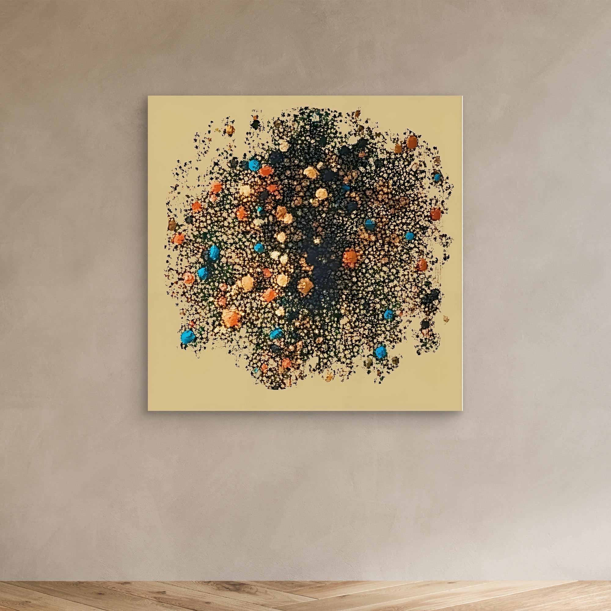 Canvas Print: "Celestial Dust" - Abstract Cosmic Art modern abstract canvas wall art by Rossetti Art – luxury interior design artwork for living room, bedroom, office – Black and Gold Artistic Print Cosmic Abstract Canvas Earthy Tone Wall Art