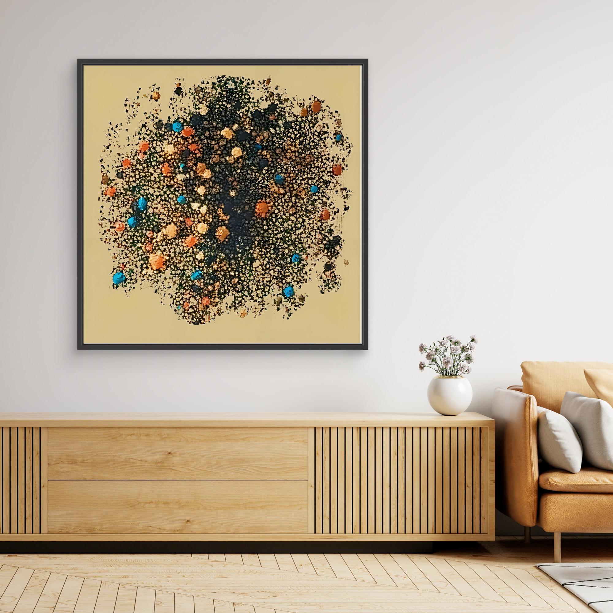 Canvas Print: "Celestial Dust" - Abstract Cosmic Art modern abstract canvas wall art by Rossetti Art – luxury interior design artwork for living room, bedroom, office – Black and Gold Artistic Print Cosmic Abstract Canvas Earthy Tone Wall Art