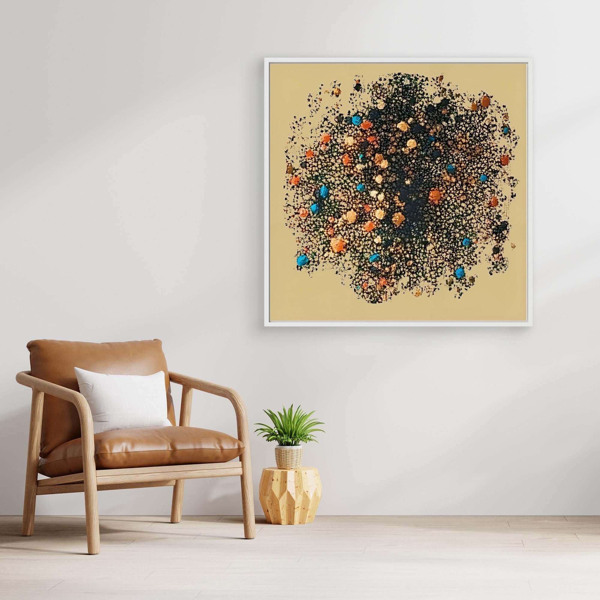 Canvas Print: "Celestial Dust" - Abstract Cosmic Art modern abstract canvas wall art by Rossetti Art – luxury interior design artwork for living room, bedroom, office – Black and Gold Artistic Print Cosmic Abstract Canvas Earthy Tone Wall Art