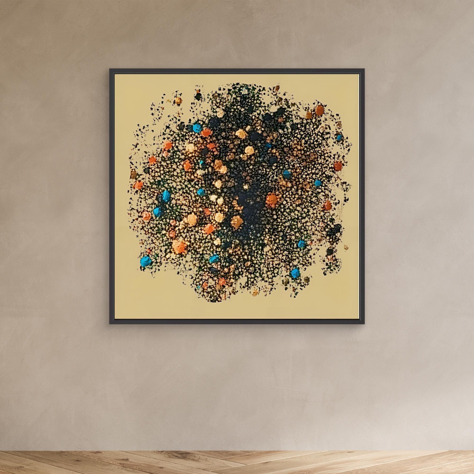 Canvas Print: "Celestial Dust" - Abstract Cosmic Art modern abstract canvas wall art by Rossetti Art – luxury interior design artwork for living room, bedroom, office – Black and Gold Artistic Print Cosmic Abstract Canvas Earthy Tone Wall Art