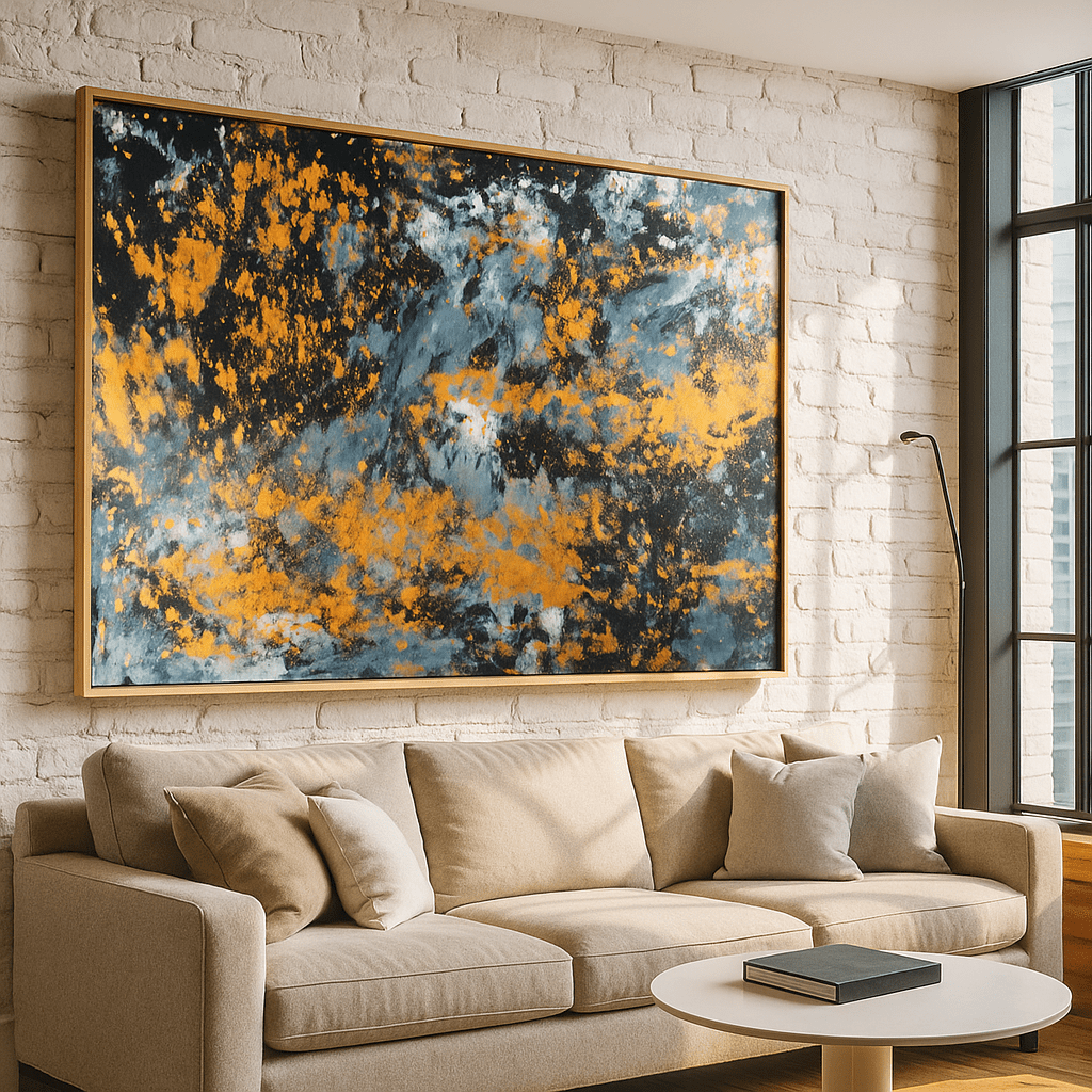 Canvas Print : Celestial Ember – Abstract Expressionist Canvas Print for Luxury Interiors modern abstract canvas wall art by Rossetti Art – luxury interior design artwork for living room, bedroom, office – horizontal art print horizontal canvas print horizontal canvas prints