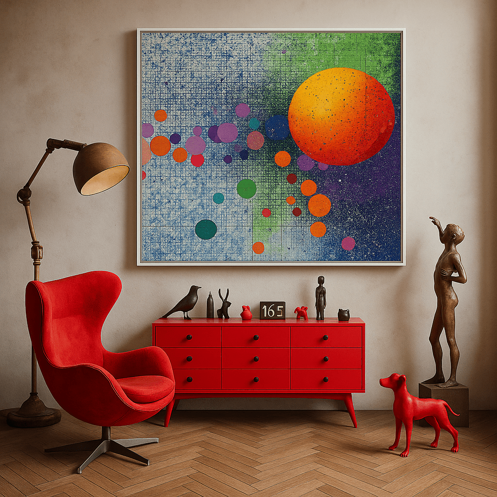 Canvas Print : Celestial Energy - Vibrant Solar Abstract Wall Art modern abstract canvas wall art by Rossetti Art – luxury interior design artwork for living room, bedroom, office – Cosmic Abstract Design Modern Cosmic Art unique wall decor for bedroom