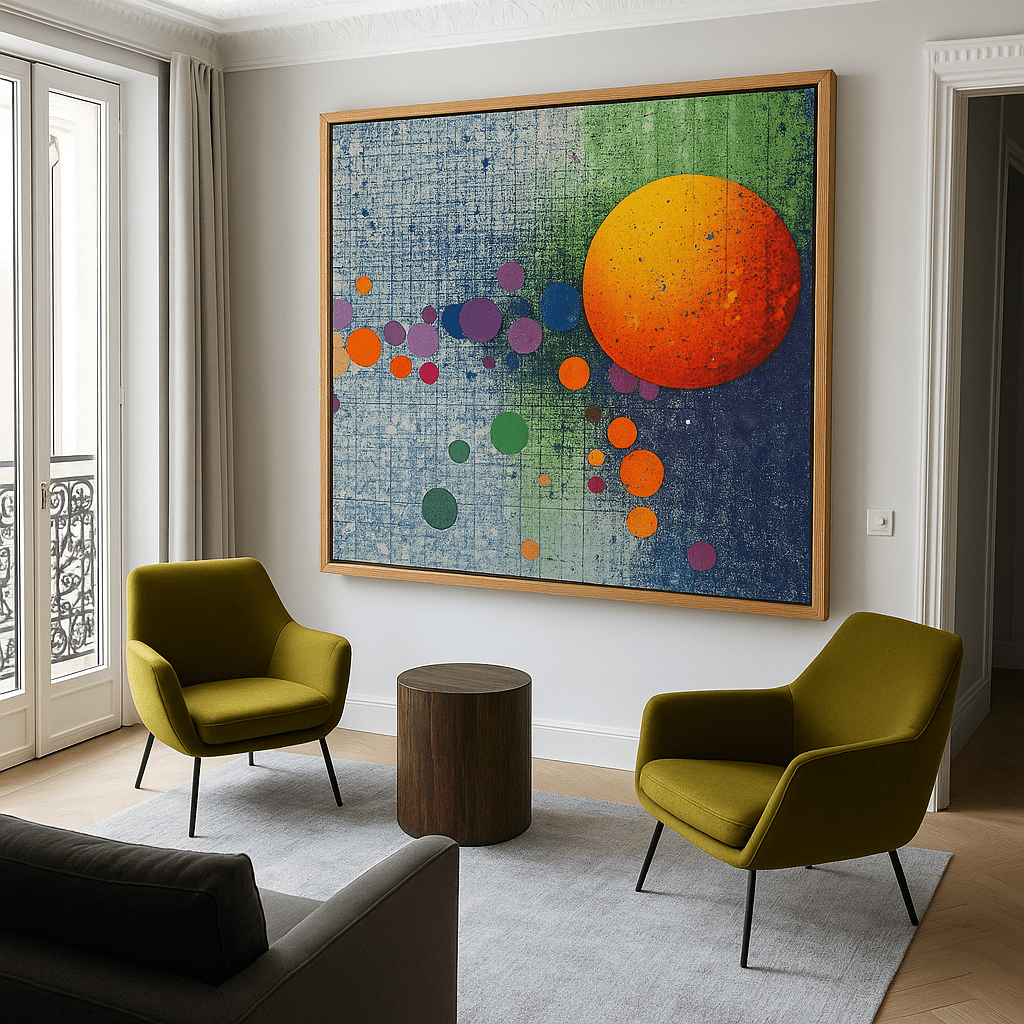 Canvas Print : Celestial Energy - Vibrant Solar Abstract Wall Art modern abstract canvas wall art by Rossetti Art – luxury interior design artwork for living room, bedroom, office – Cosmic Abstract Design Modern Cosmic Art unique wall decor for bedroom