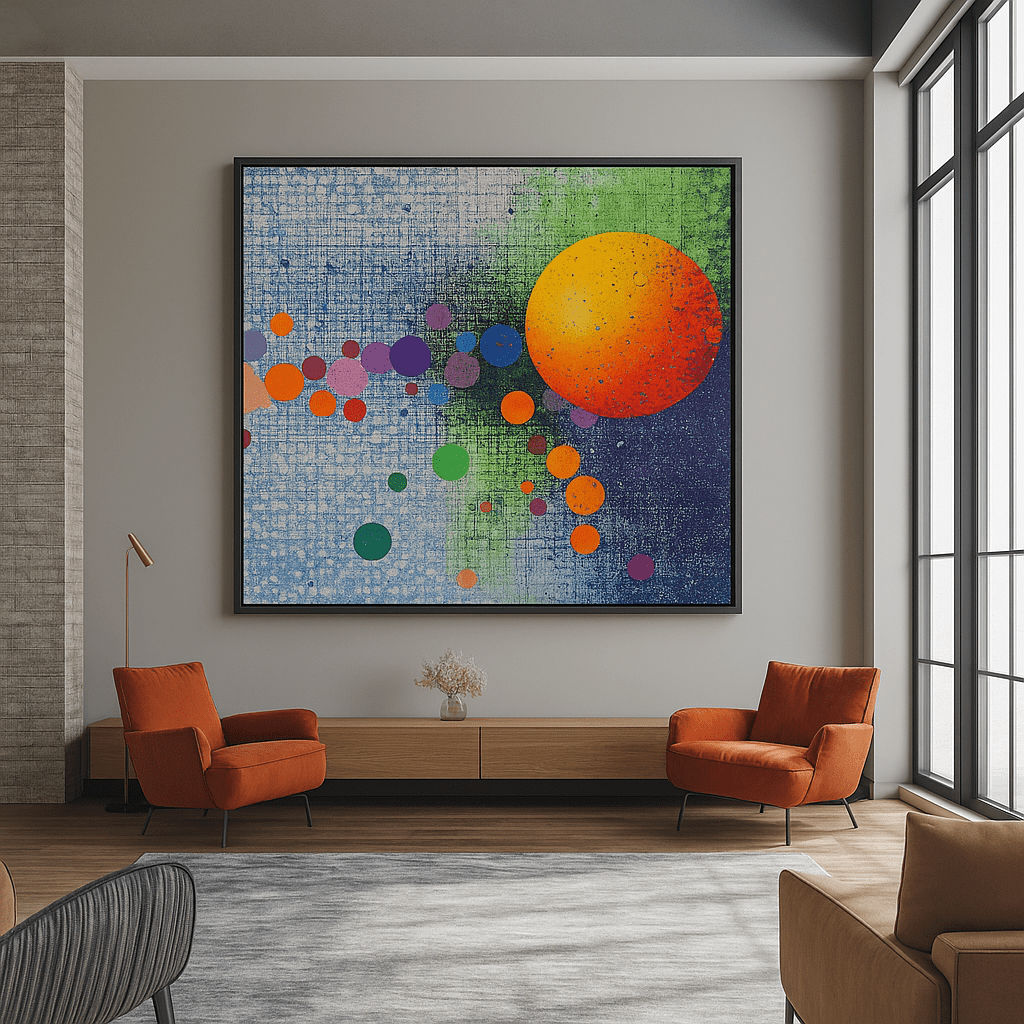 Canvas Print : Celestial Energy - Vibrant Solar Abstract Wall Art modern abstract canvas wall art by Rossetti Art – luxury interior design artwork for living room, bedroom, office – Cosmic Abstract Design Modern Cosmic Art unique wall decor for bedroom