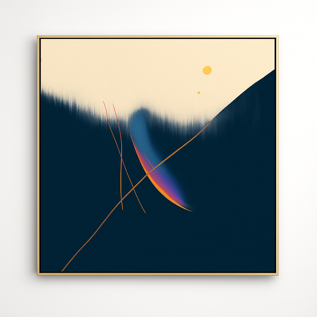 Canvas Print: Celestial Motion - Indigo and Gold Modern Wall Art for Elegant Interiors modern abstract canvas wall art by Rossetti Art – luxury interior design artwork for living room, bedroom, office – abstract wall art canvas print art Chiara Rossetti