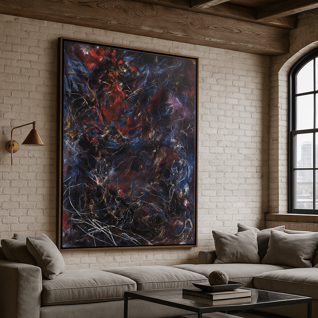 Canvas Print : Chaos in Midnight – Abstract Firestorm Canvas Art - Chiara Rossetti