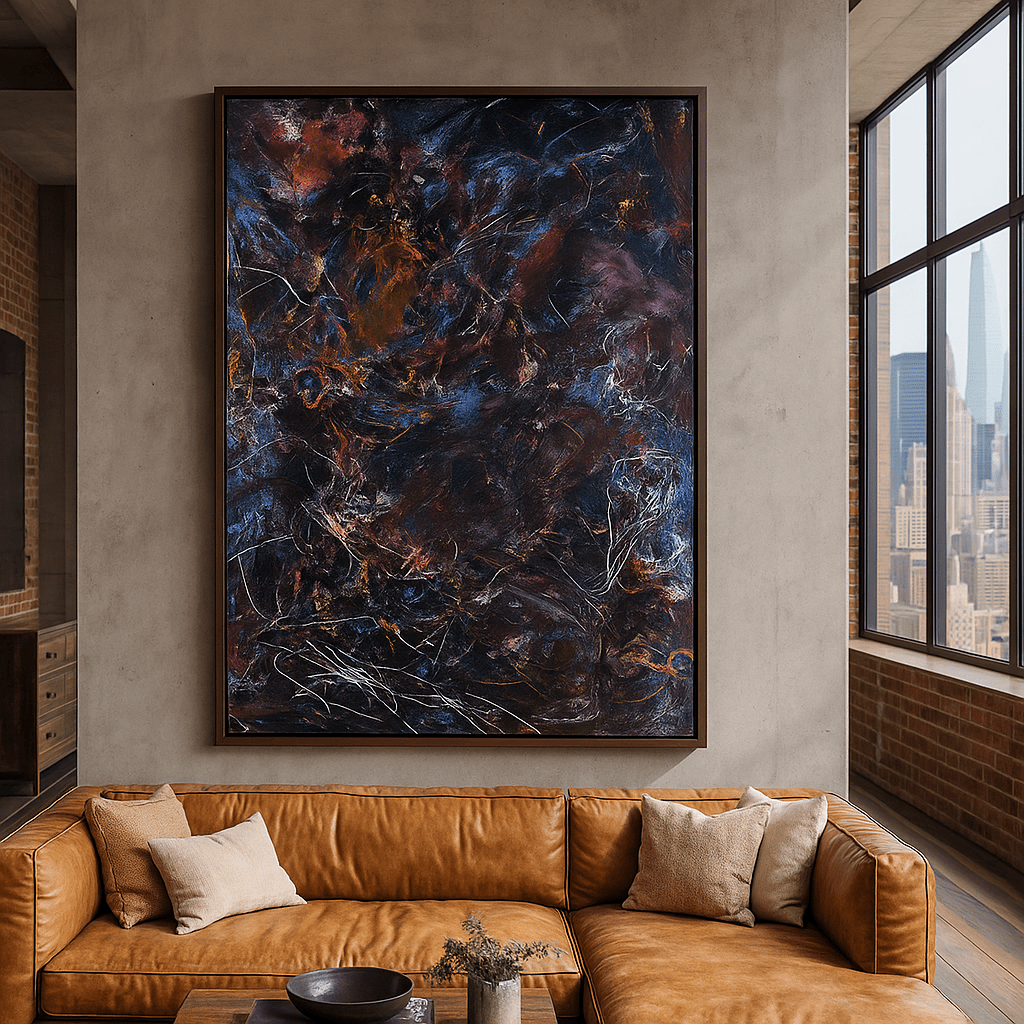 Canvas Print : Chaos in Midnight – Abstract Firestorm Canvas Art - Chiara Rossetti