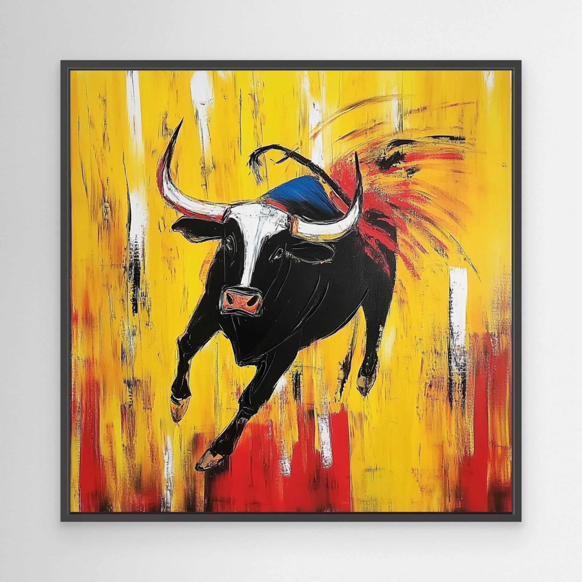 Canvas Print : Charging Spirit - Abstract Bull Art modern abstract canvas wall art by Rossetti Art – luxury interior design artwork for living room, bedroom, office – Abstract animal decor Abstract Bull Art Abstract Canvas Art