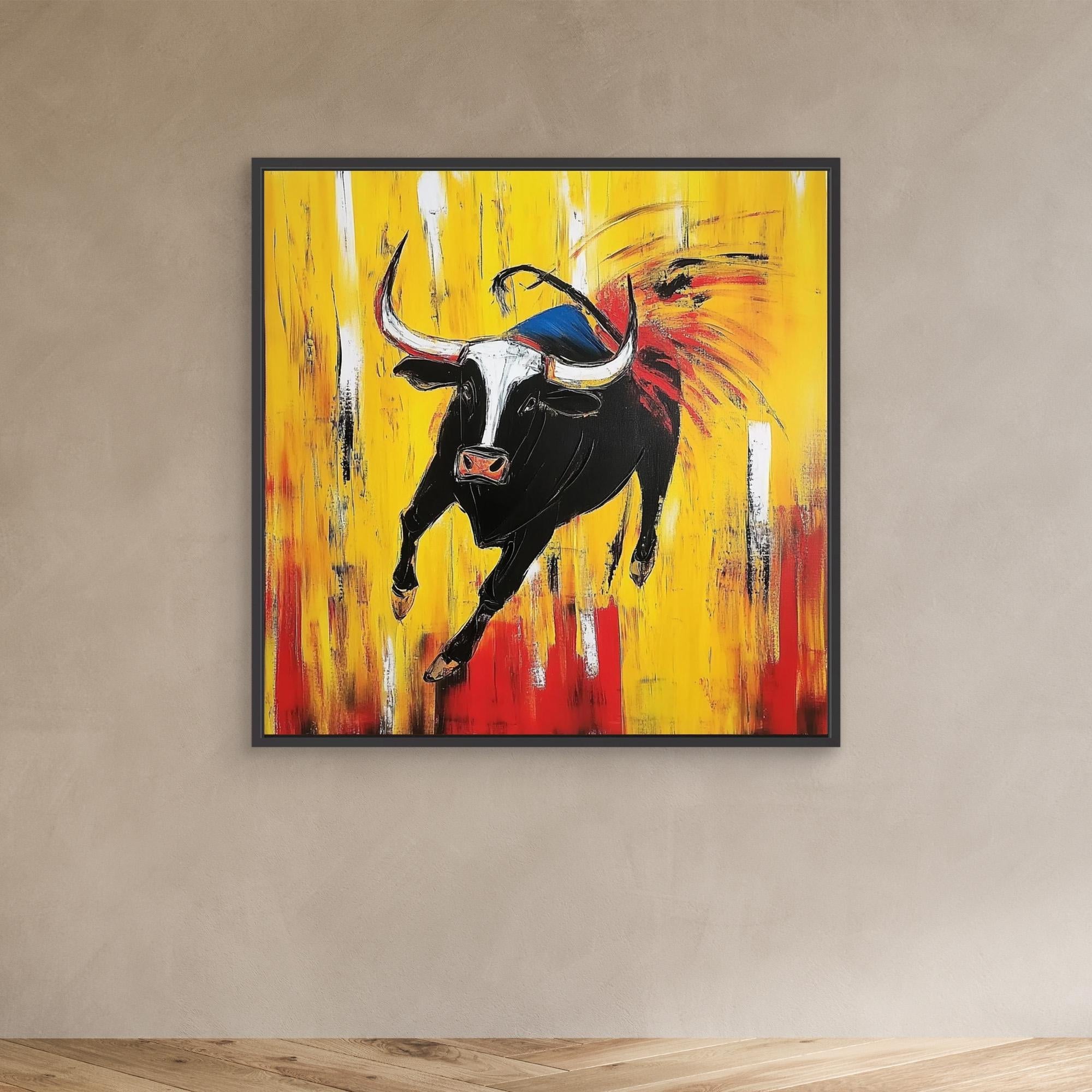 Canvas Print : Charging Spirit - Abstract Bull Art modern abstract canvas wall art by Rossetti Art – luxury interior design artwork for living room, bedroom, office – Abstract animal decor Abstract Bull Art Abstract Canvas Art
