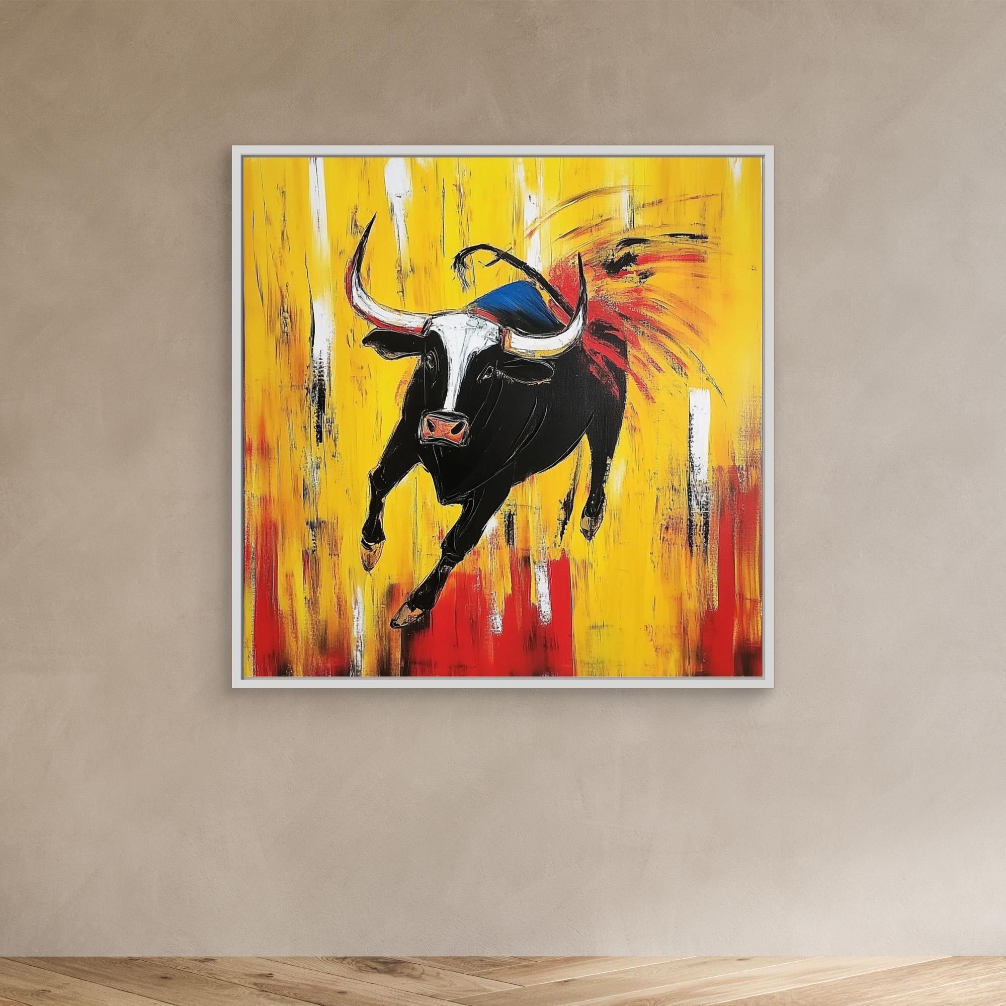 Canvas Print : Charging Spirit - Abstract Bull Art modern abstract canvas wall art by Rossetti Art – luxury interior design artwork for living room, bedroom, office – Abstract animal decor Abstract Bull Art Abstract Canvas Art