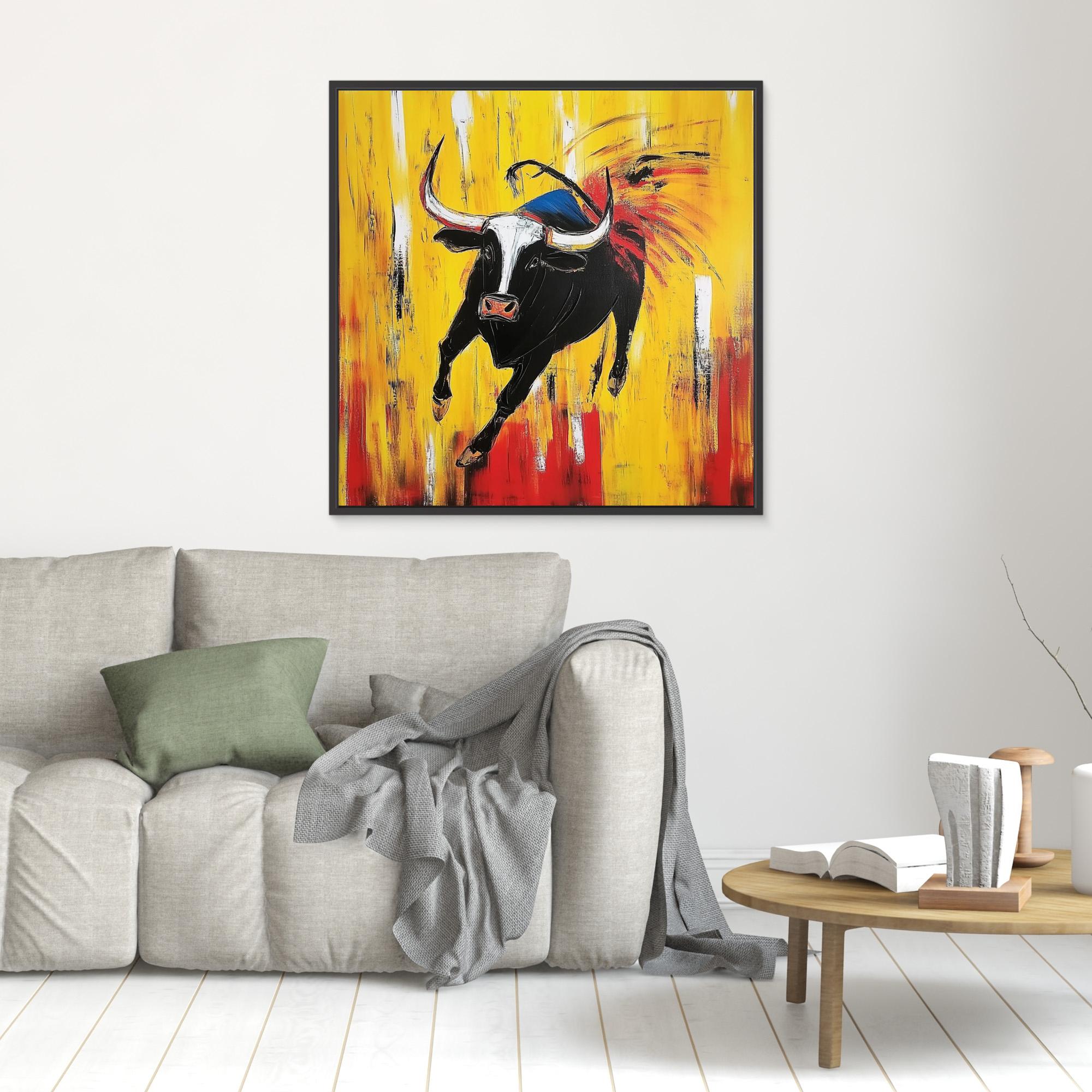 Canvas Print : Charging Spirit - Abstract Bull Art modern abstract canvas wall art by Rossetti Art – luxury interior design artwork for living room, bedroom, office – Abstract animal decor Abstract Bull Art Abstract Canvas Art
