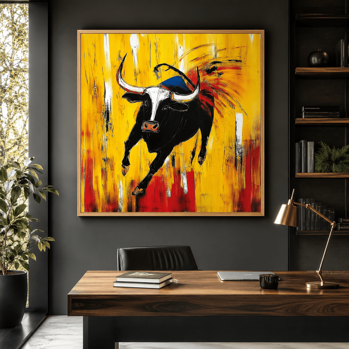 Canvas Print : Charging Spirit - Abstract Bull Art