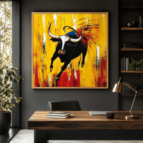 Canvas Print : Charging Spirit - Abstract Bull Art