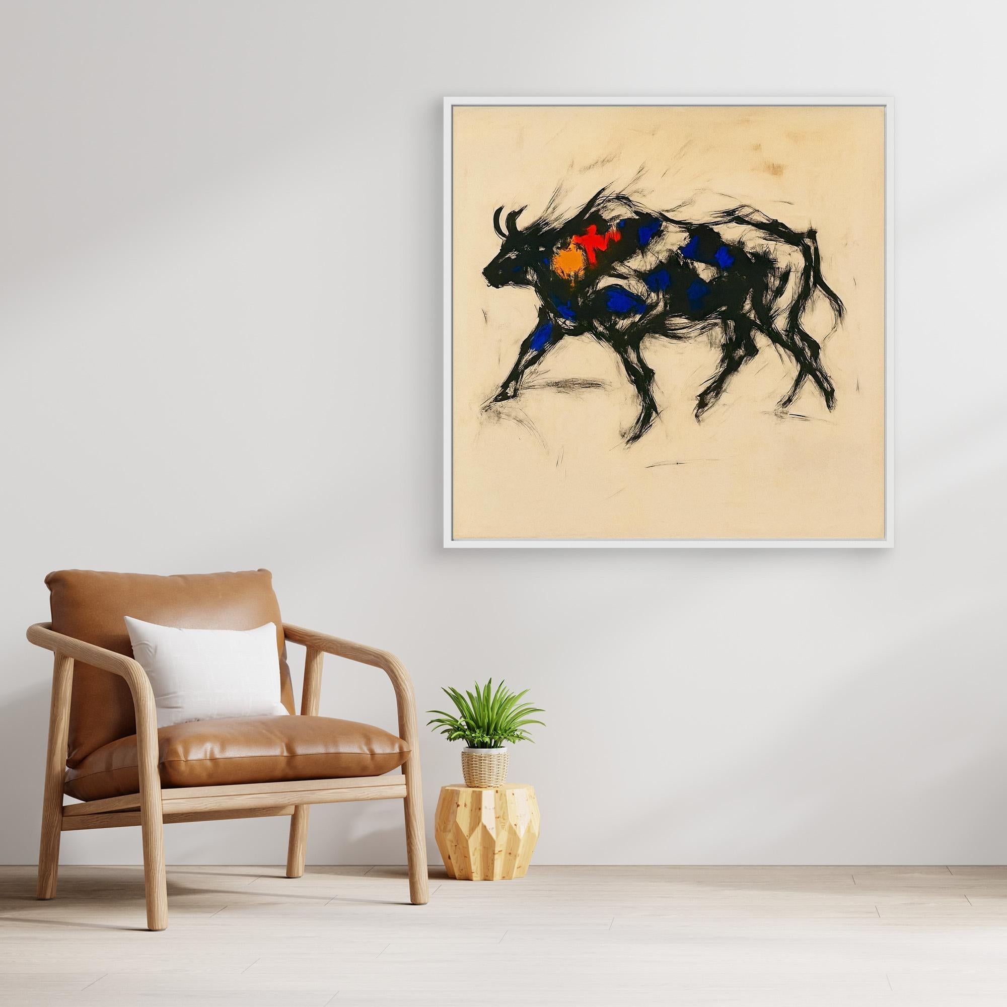 Canvas Print: Charging Spirit – Abstract Expressionist Animal Art modern abstract canvas wall art by Rossetti Art – luxury interior design artwork for living room, bedroom, office – Abstract Animal Art Bold Modern Art Charging Spirit Canvas