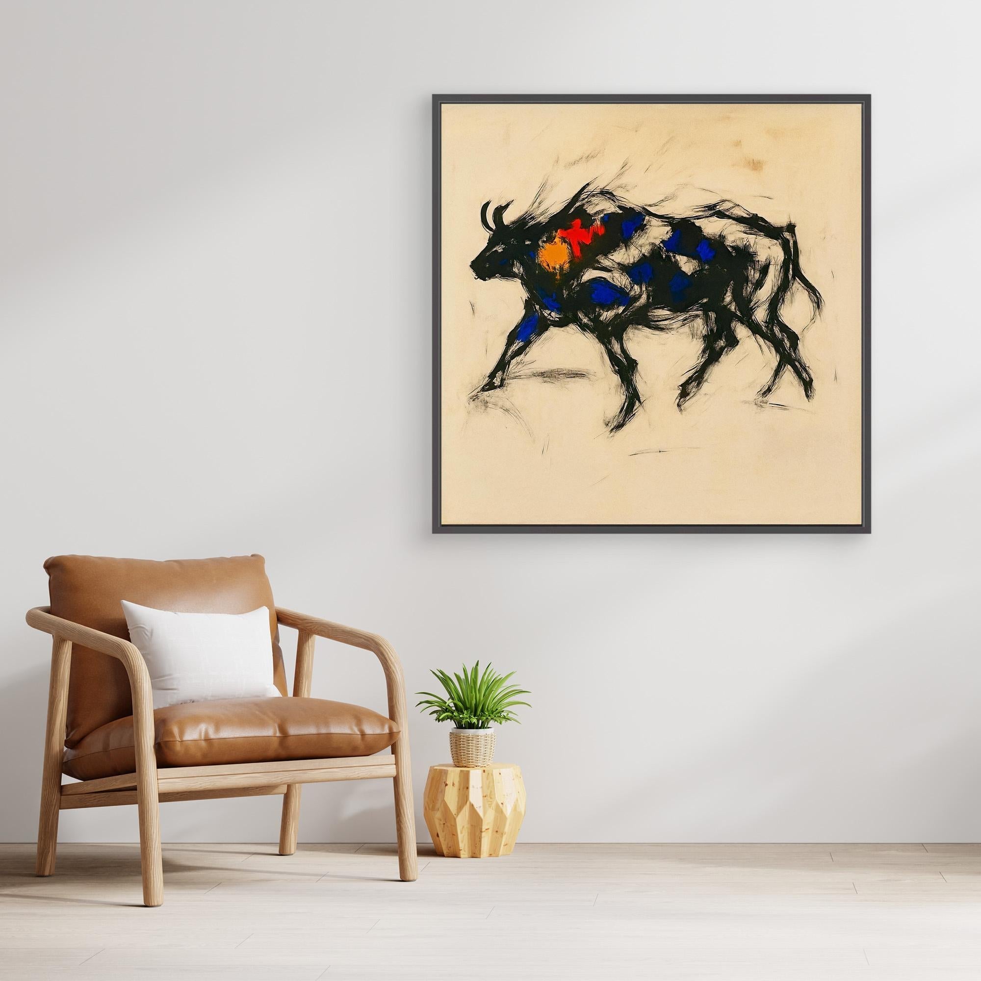 Canvas Print: Charging Spirit – Abstract Expressionist Animal Art modern abstract canvas wall art by Rossetti Art – luxury interior design artwork for living room, bedroom, office – Abstract Animal Art Bold Modern Art Charging Spirit Canvas