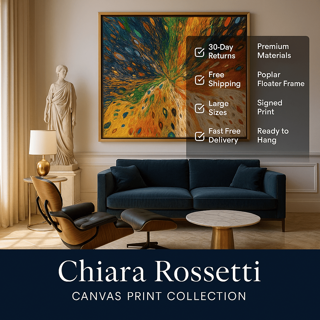Canvas Print : "Chromatic Burst" - Explosive Rainbow Abstract Acrylic Pour Art Print - Chiara Rossetti
