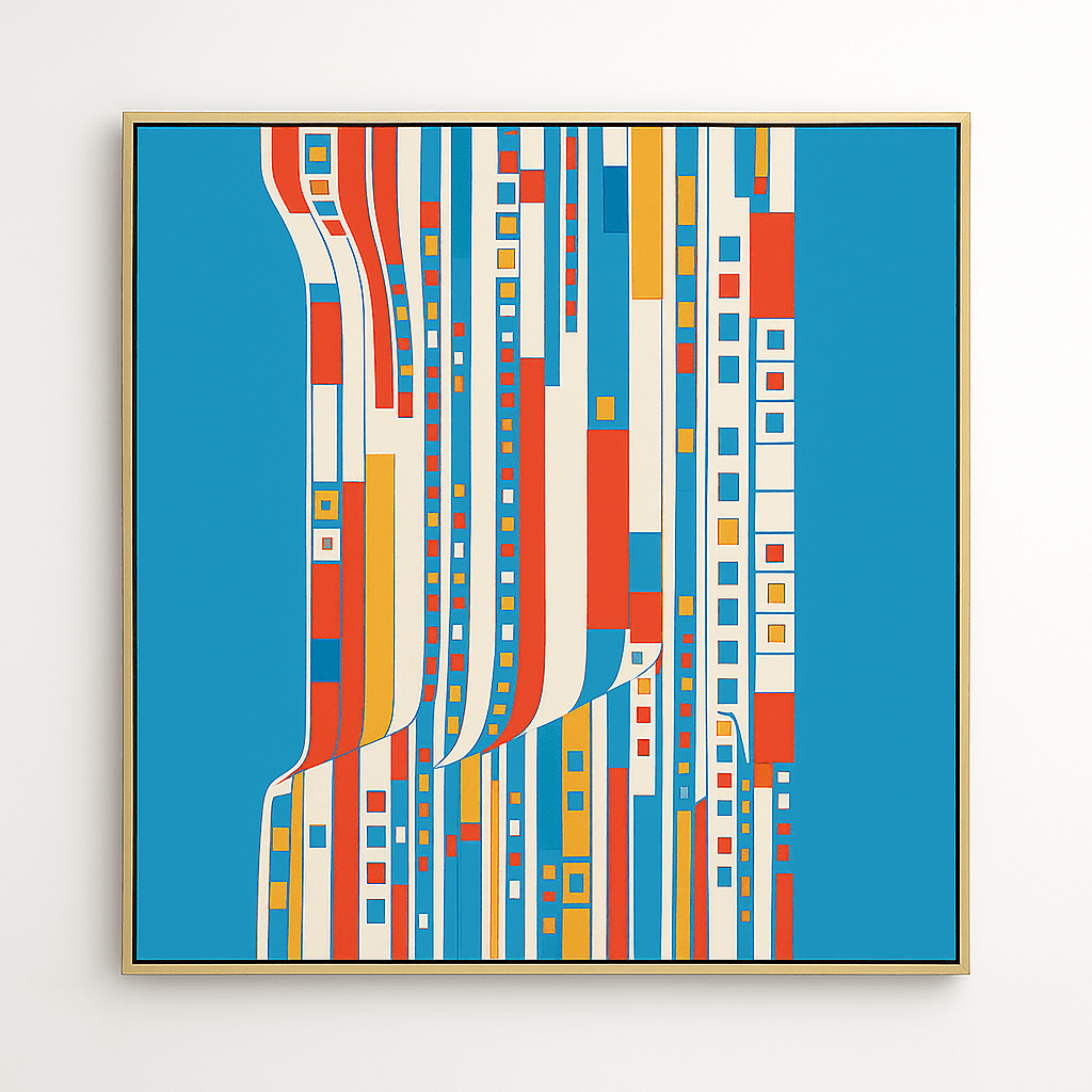 Canvas Print: Chromatic Flow - Colorful Geometric Abstract Canvas Print modern abstract canvas wall art by Rossetti Art – luxury interior design artwork for living room, bedroom, office – abstractnew canvas print art Chiara Rossetti