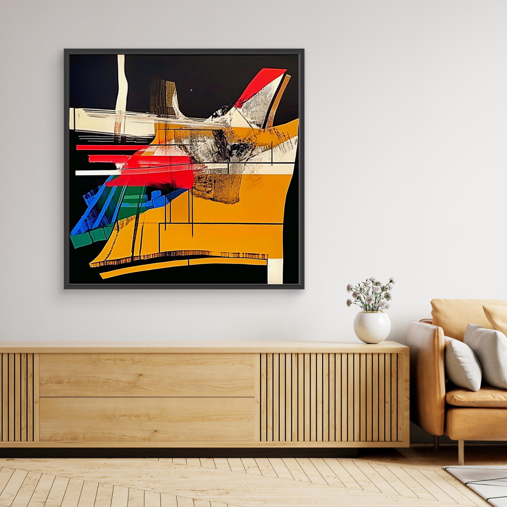 Canvas Print: Chromatic Momentum - Abstract Geometric Wall Art modern abstract canvas wall art by Rossetti Art – luxury interior design artwork for living room, bedroom, office – abstract geometric wall art bold statement artwork colorful modern canvas print