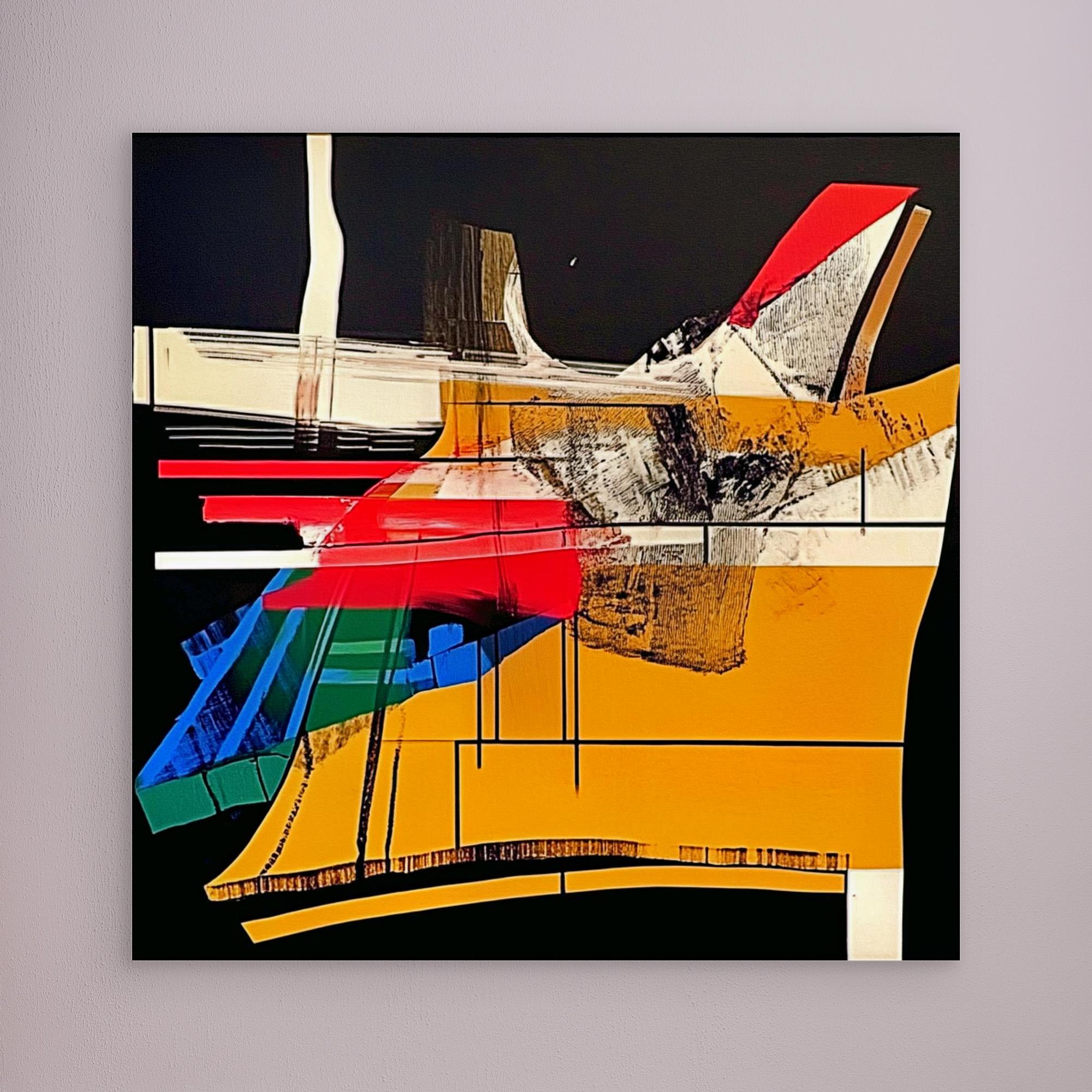 Canvas Print: Chromatic Momentum - Abstract Geometric Wall Art modern abstract canvas wall art by Rossetti Art – luxury interior design artwork for living room, bedroom, office – abstract geometric wall art bold statement artwork colorful modern canvas print