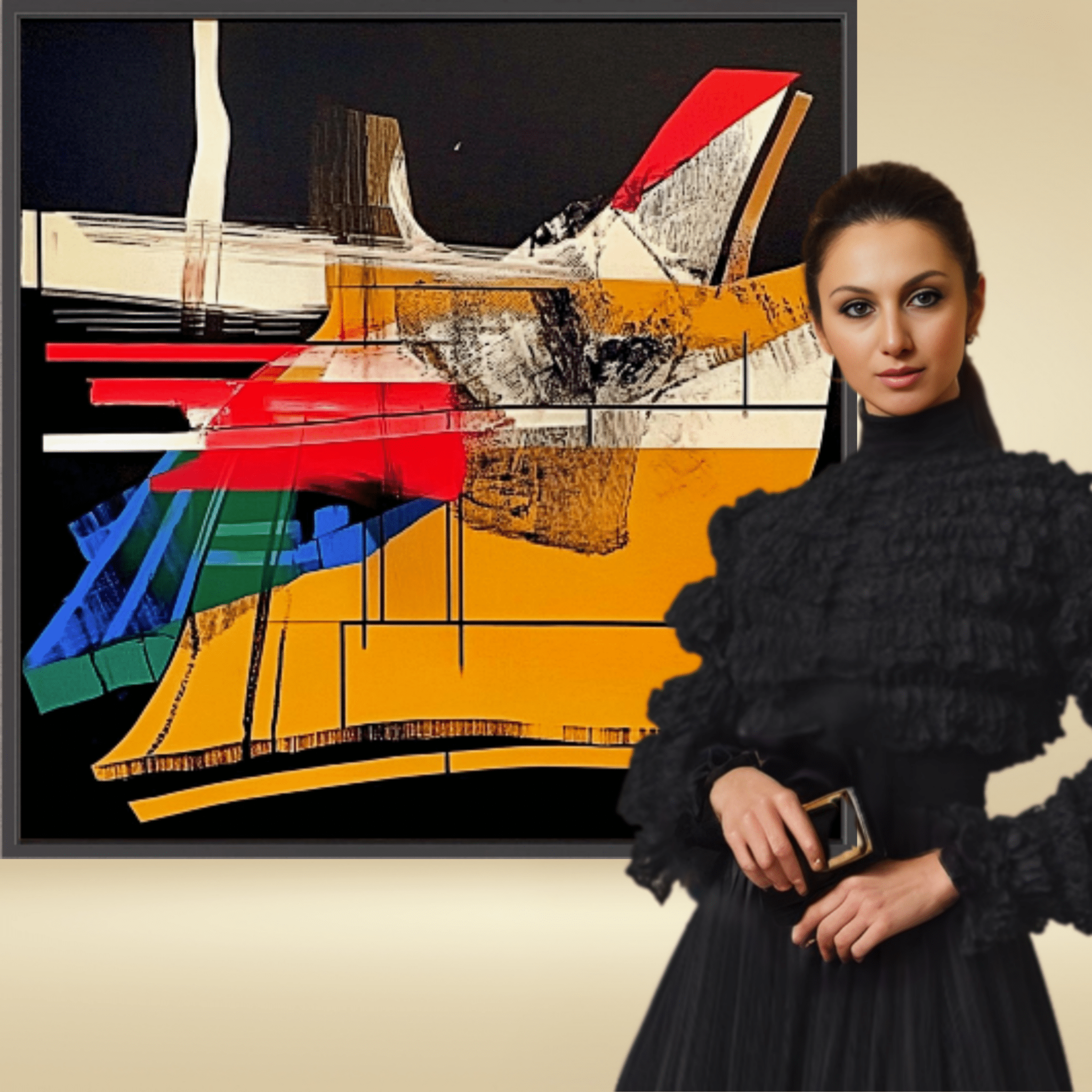 Canvas Print: Chromatic Momentum - Abstract Geometric Wall Art modern abstract canvas wall art by Rossetti Art – luxury interior design artwork for living room, bedroom, office – abstract geometric wall art bold statement artwork colorful modern canvas print