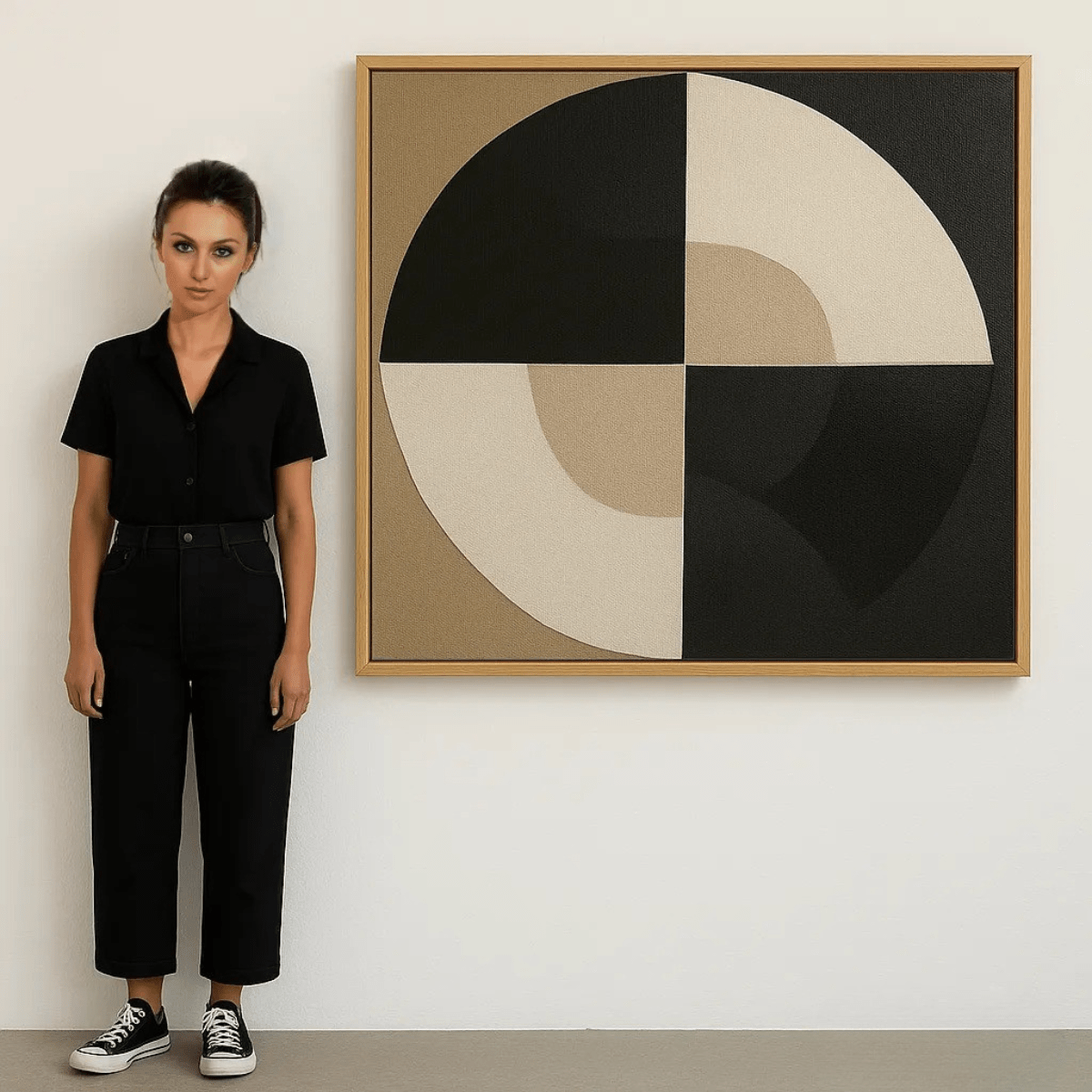 Canvas Print : Circle of Tones – Neutral Geometric Minimalist Canvas Wall Art modern abstract canvas wall art by Rossetti Art – luxury interior design artwork for living room, bedroom, office – Contemporary Art for Sale contemporary art piece Contemporary art print