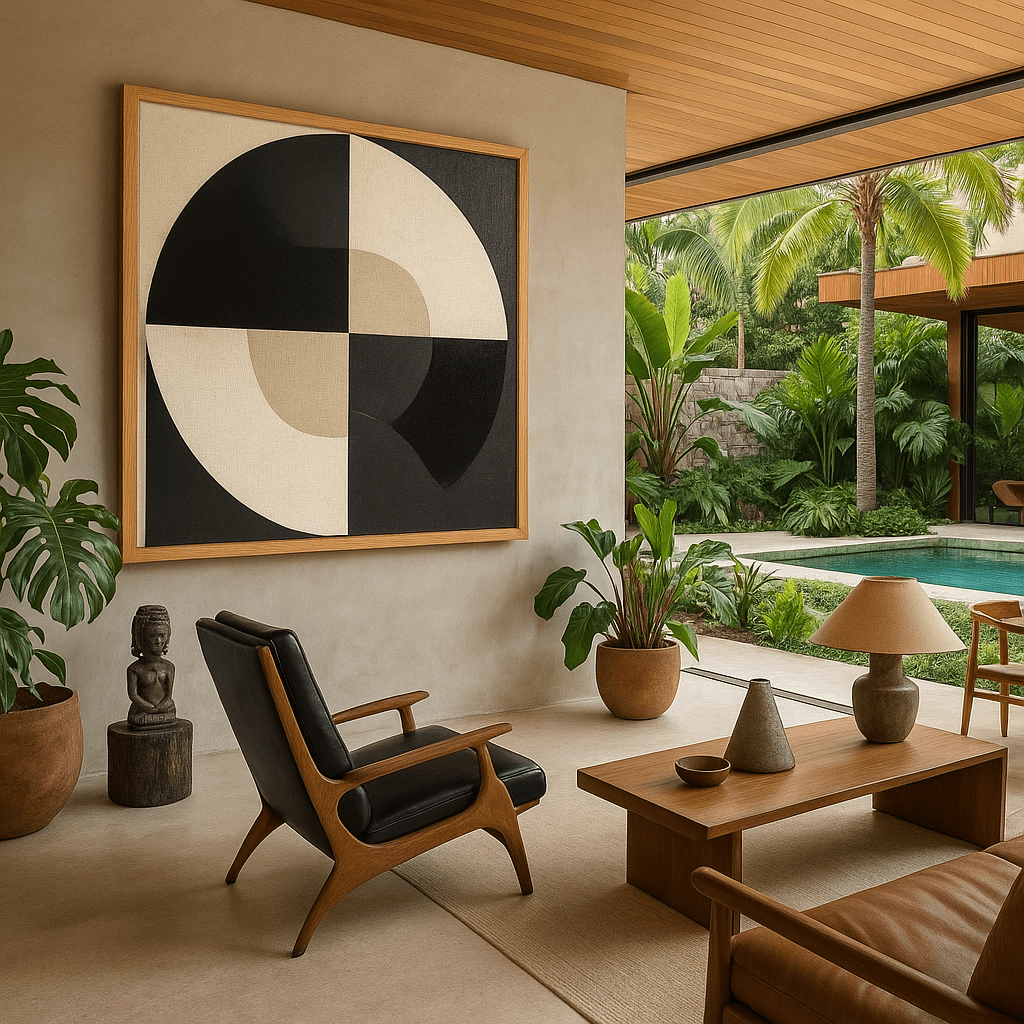 Canvas Print : Circle of Tones – Neutral Geometric Minimalist Canvas Wall Art modern abstract canvas wall art by Rossetti Art – luxury interior design artwork for living room, bedroom, office – Contemporary Art for Sale contemporary art piece Contemporary art print