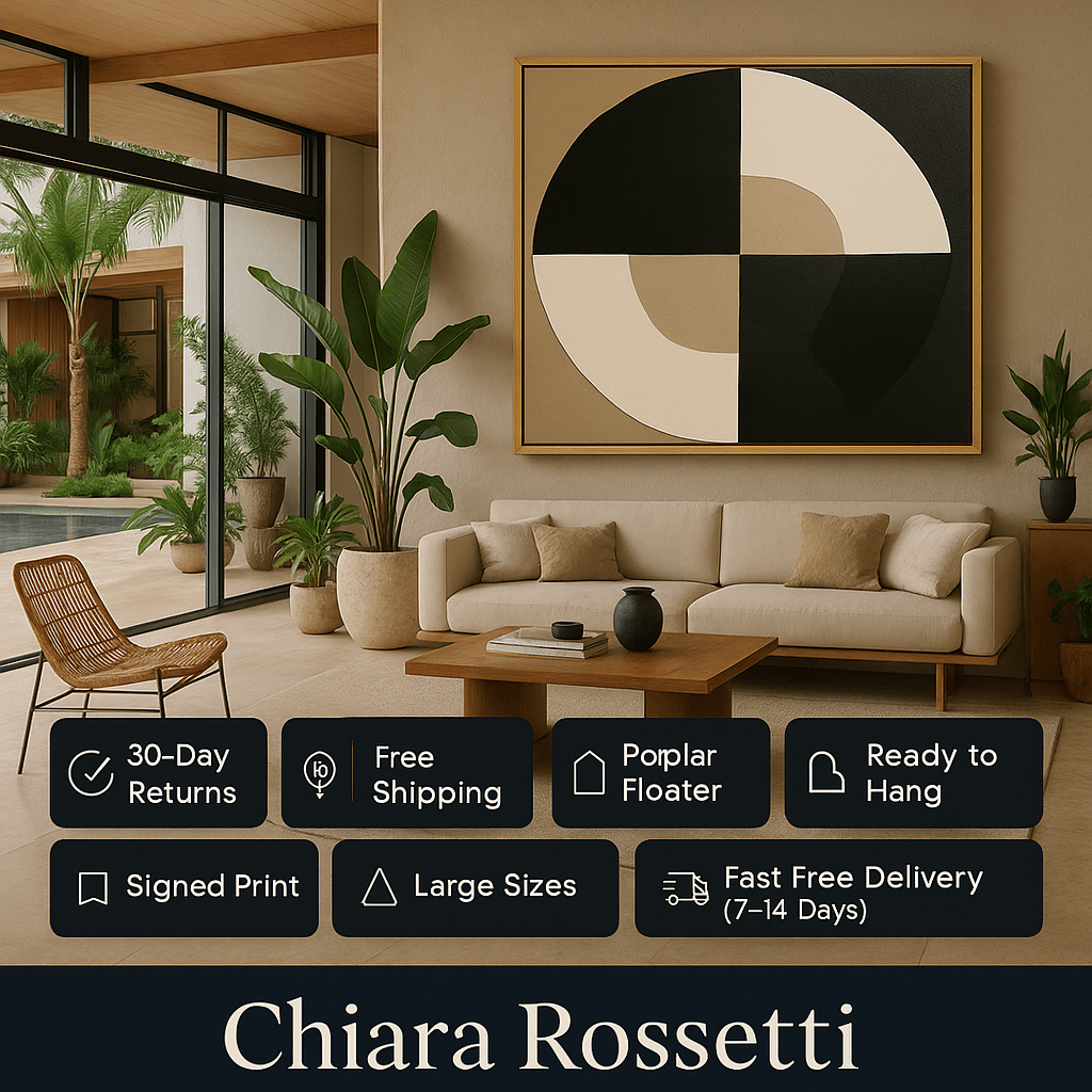 Canvas Print : Circle of Tones – Neutral Geometric Minimalist Canvas Wall Art modern abstract canvas wall art by Rossetti Art – luxury interior design artwork for living room, bedroom, office – Contemporary Art for Sale contemporary art piece Contemporary art print