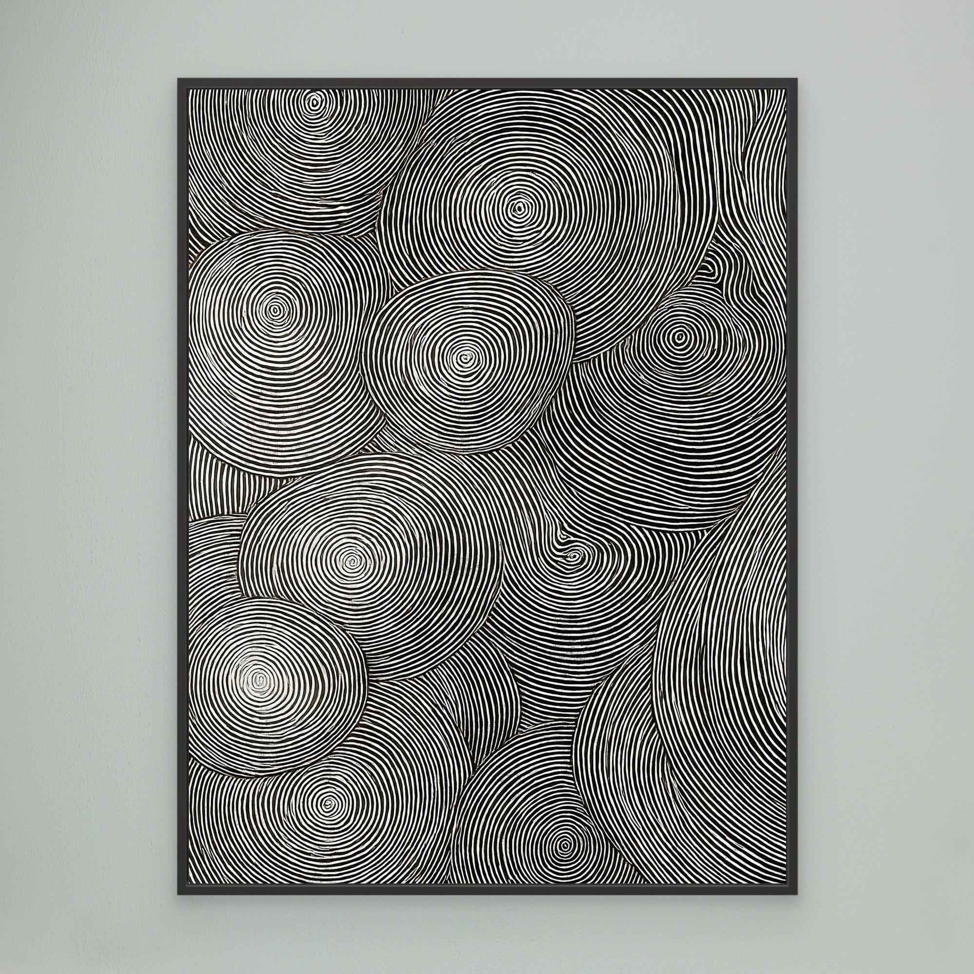 Canvas Print: Circular Echoes – Contemporary Minimalist Art modern abstract canvas wall art by Rossetti Art – luxury interior design artwork for living room, bedroom, office – Circular Abstract Art Minimalist Canvas Print Modern Minimalism Art