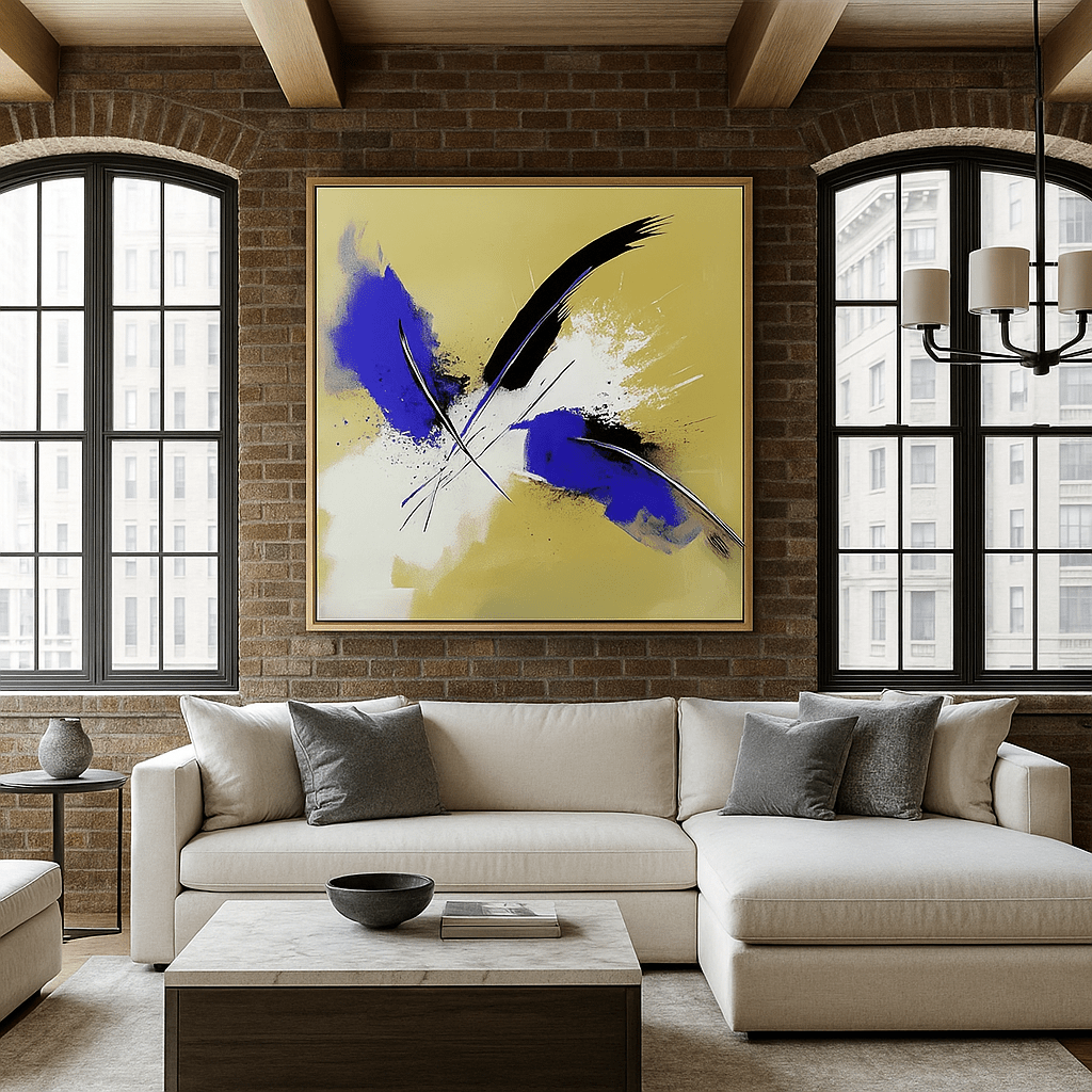 Canvas Print: Cobalt Motion – Modern Abstract Canvas Print for Contemporary Spaces modern abstract canvas wall art by Rossetti Art – luxury interior design artwork for living room, bedroom, office – abstractnew canvas print art Chiara Rossetti