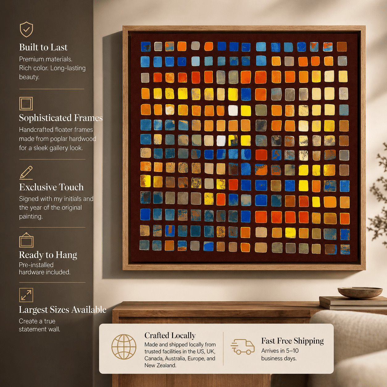 Canvas Print : Color Mosaic - Abstract Multicolor Grid Art | Rossetti Art