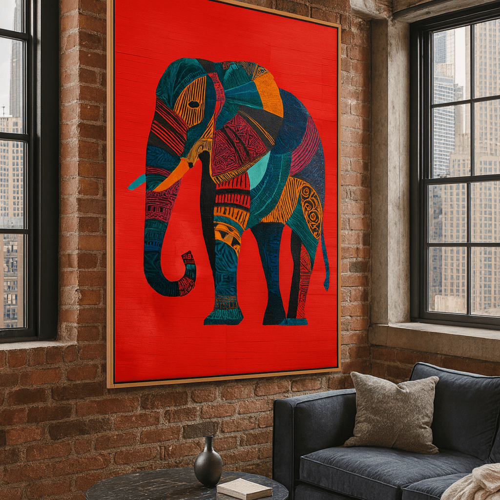 Canvas Print : Color Symphony Elephant – Vibrant Abstract Canvas Print for Modern Spaces modern abstract canvas wall art by Rossetti Art – luxury interior design artwork for living room, bedroom, office – animals kids modern abstract