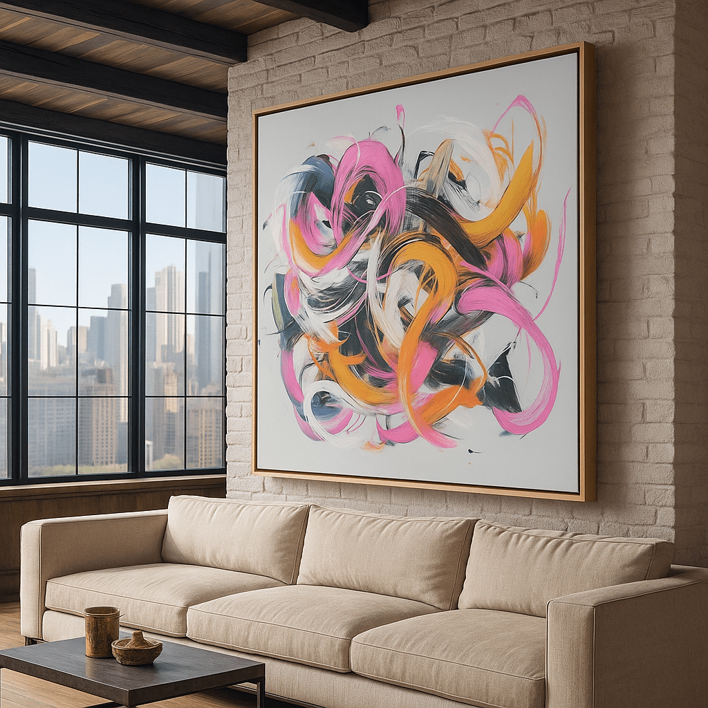 Canvas Print: Colorful Abstract Canvas Print – Vibrant Modern Wall Art for Contemporary Living Spaces | Rossetti Art modern abstract canvas wall art by Rossetti Art – luxury interior design artwork for living room, bedroom, office – abstract wall art contemporary wall design extra large canvas wall art for living room