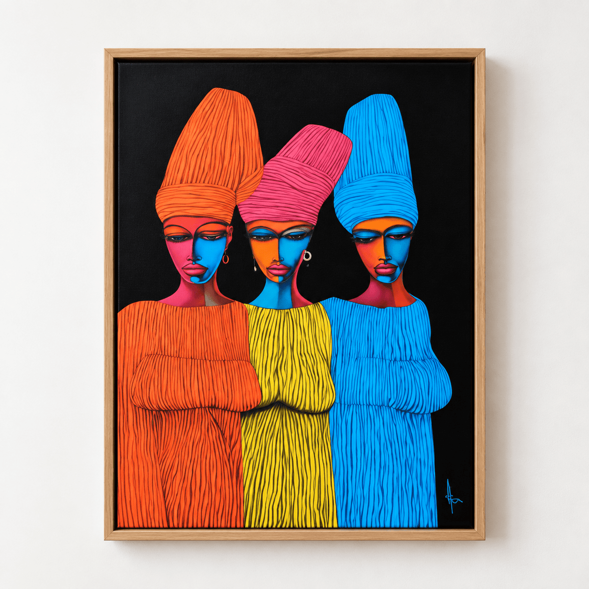 Colorful African Art Canvas Print – Radiant Trio by Rossetti Art