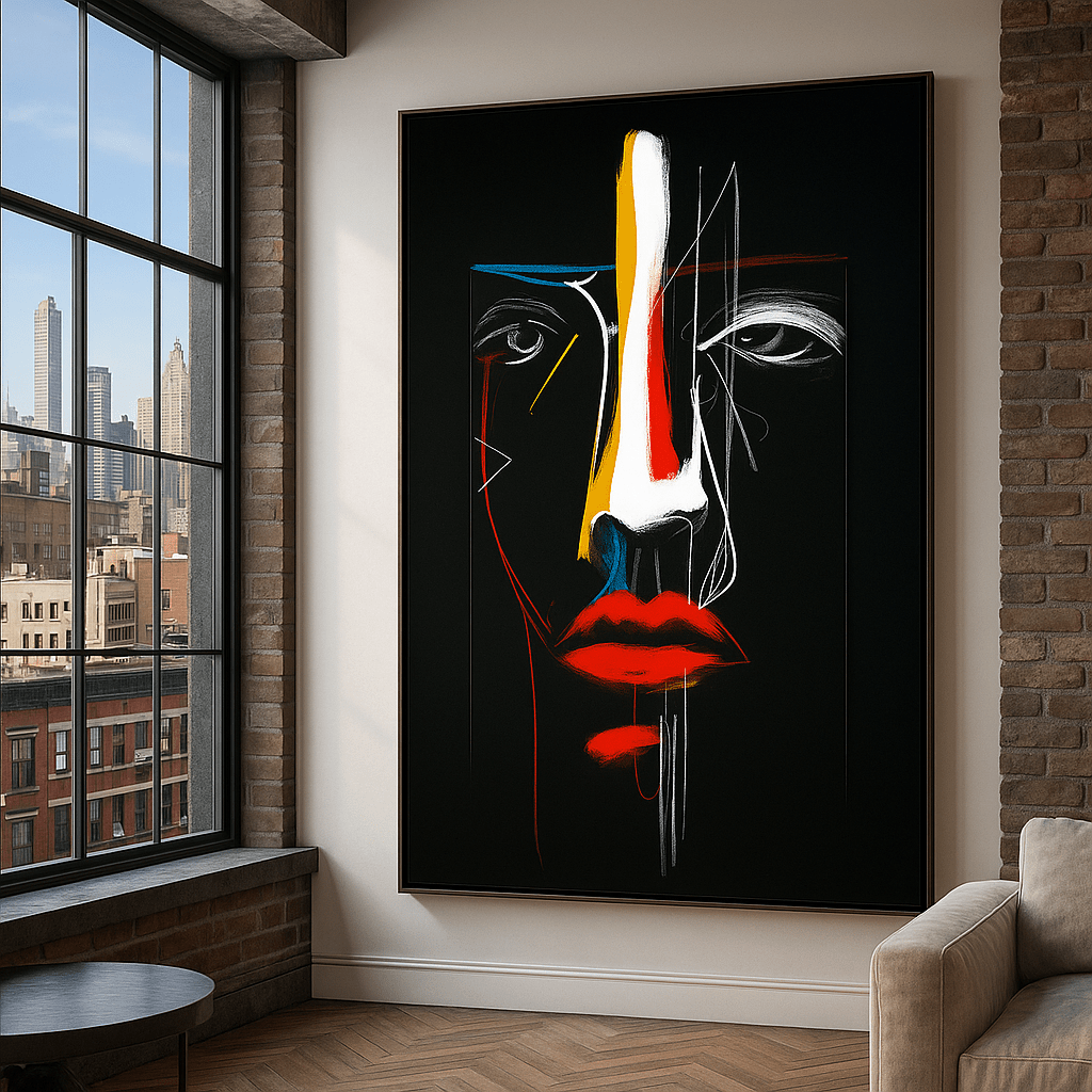 Canvas Print : Colorful Face – Abstract Expressionist Face Art Print - Chiara Rossetti