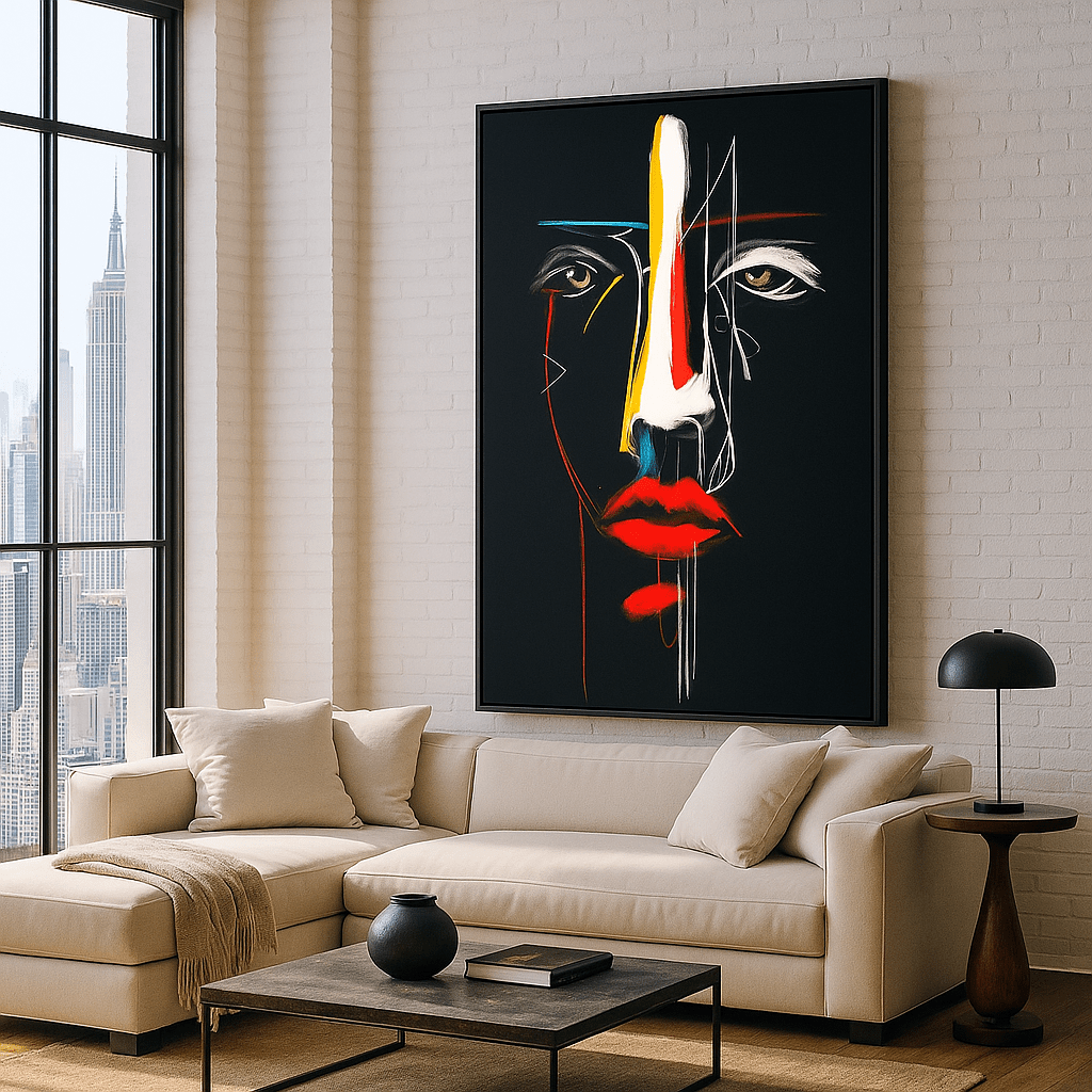 Canvas Print : Colorful Face – Abstract Expressionist Face Art Print - Chiara Rossetti