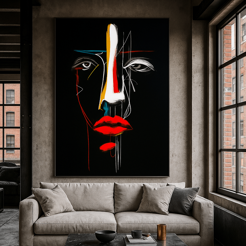Canvas Print : Colorful Face – Abstract Expressionist Face Art Print - Chiara Rossetti