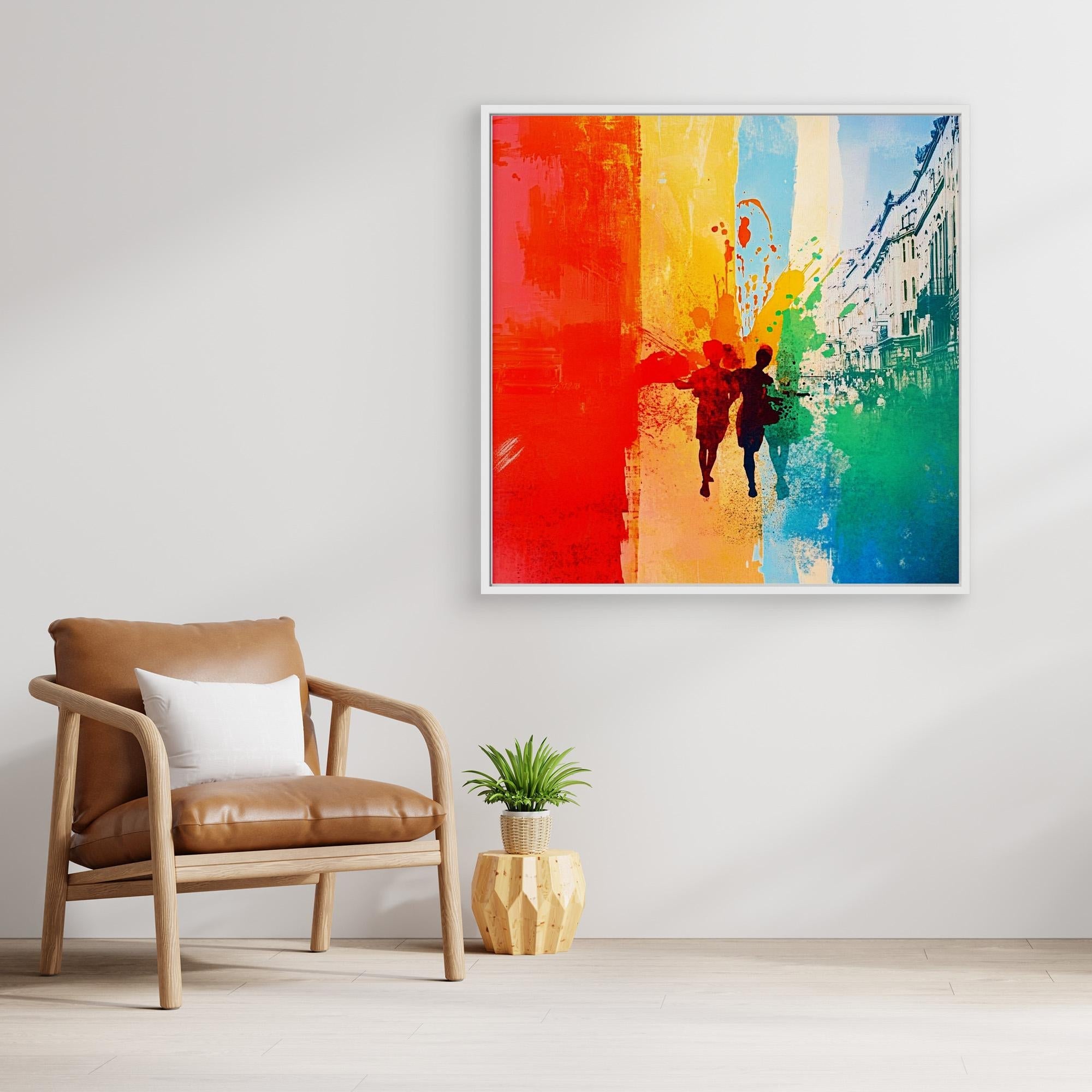 Canvas Print: "Colorful Stroll" - Vibrant Abstract Urban Wall Art - Chiara Rossetti