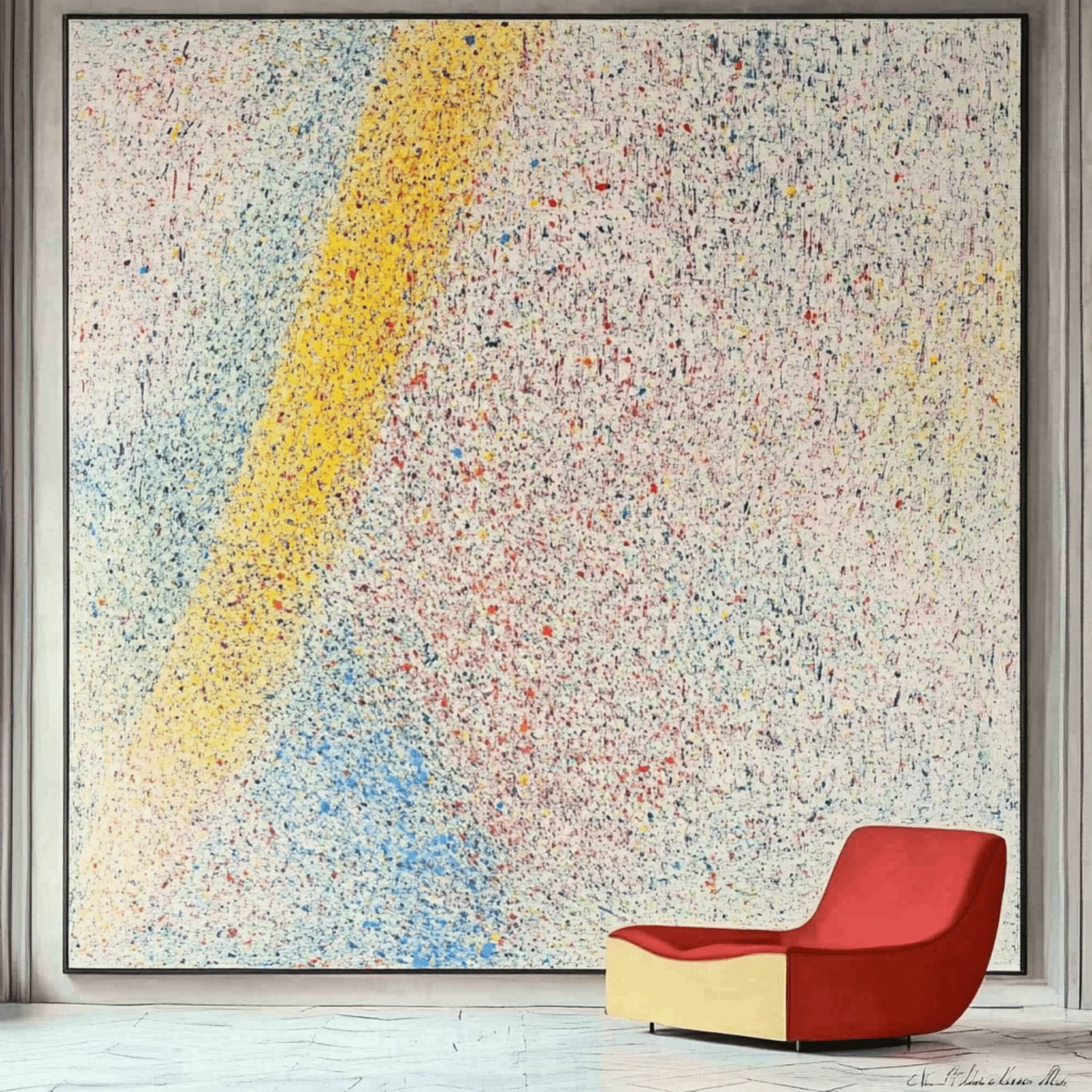 Canvas Print: "Colorful Symphony of Abstract Energy - Oversized Abstract Canvas Wall Art modern abstract canvas wall art by Rossetti Art – luxury interior design artwork for living room, bedroom, office – Artist - Signed Artwork Bold Colorful Painting Modern Decor Print