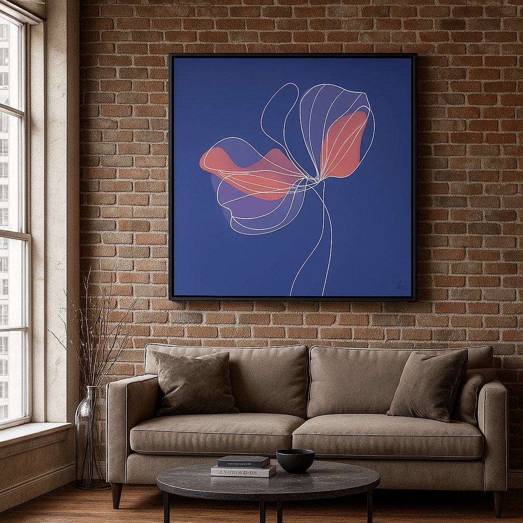 Canvas Print: Coral Lines of Grace – Minimalist Abstract Floral Canvas Art | Modern Wall Decor by Chiara Rossetti modern abstract canvas wall art by Rossetti Art – luxury interior design artwork for living room, bedroom, office – abstract wall art canvas print art Chiara Rossetti