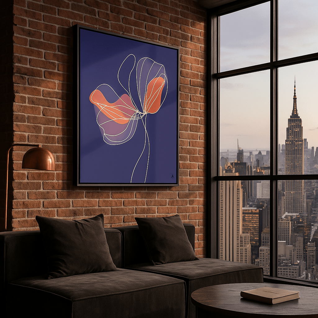 Canvas Print: Coral Lines of Grace – Minimalist Abstract Floral Canvas Art | Modern Wall Decor by Chiara Rossetti modern abstract canvas wall art by Rossetti Art – luxury interior design artwork for living room, bedroom, office – abstract wall art canvas print art Chiara Rossetti