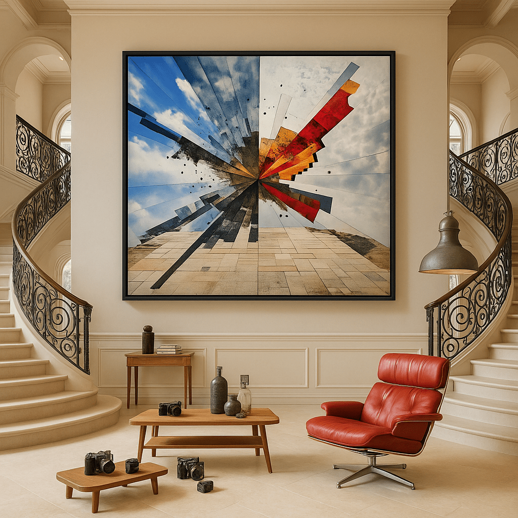 Canvas Print: "Cosmic Burst" - Abstract Geometric Wall Art modern abstract canvas wall art by Rossetti Art – luxury interior design artwork for living room, bedroom, office – canvas print for walls Contemporary Canvas Art Contemporary canvas print