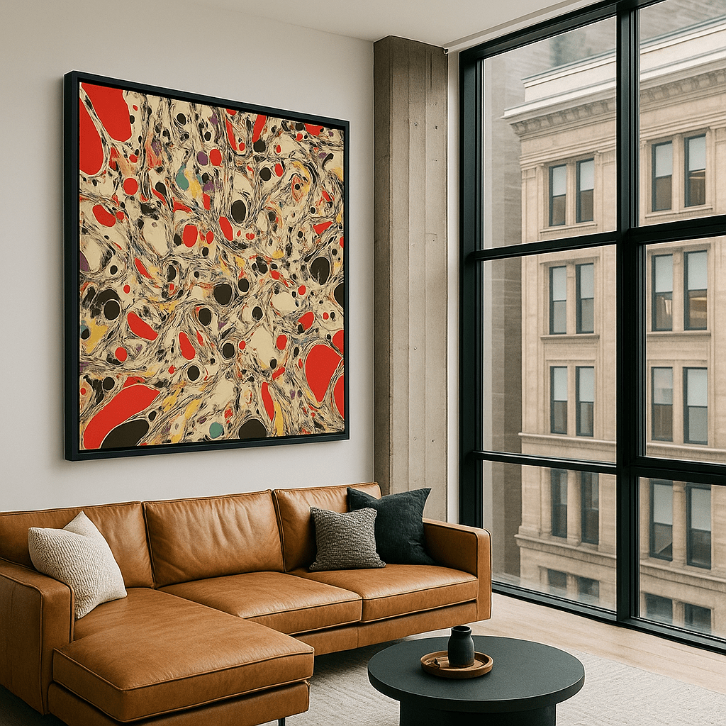 Canvas Print: Cosmic Current – Abstract Expressionist Canvas Print | Modern Colorful Wall Art modern abstract canvas wall art by Rossetti Art – luxury interior design artwork for living room, bedroom, office – abstract wall art contemporary wall design framed abstract canvas